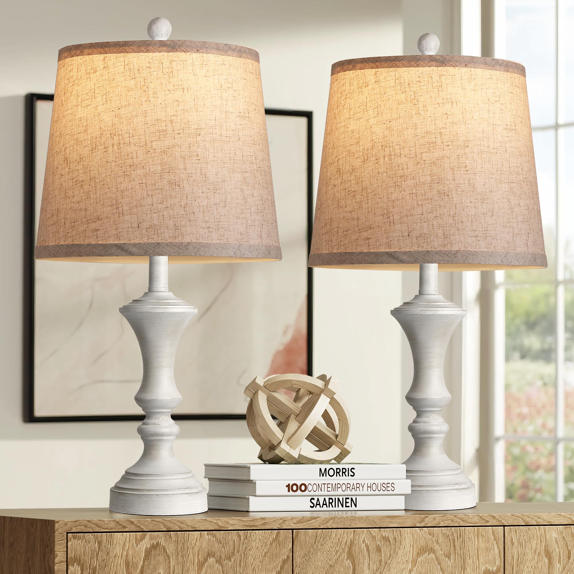 ROTTOGOON Retro Table Lamps Set of 2, Antique Grey, Vintage Rustic Design, Model ROLP406AH2, Nightstand Bedside Lighting, Bulb Not Included