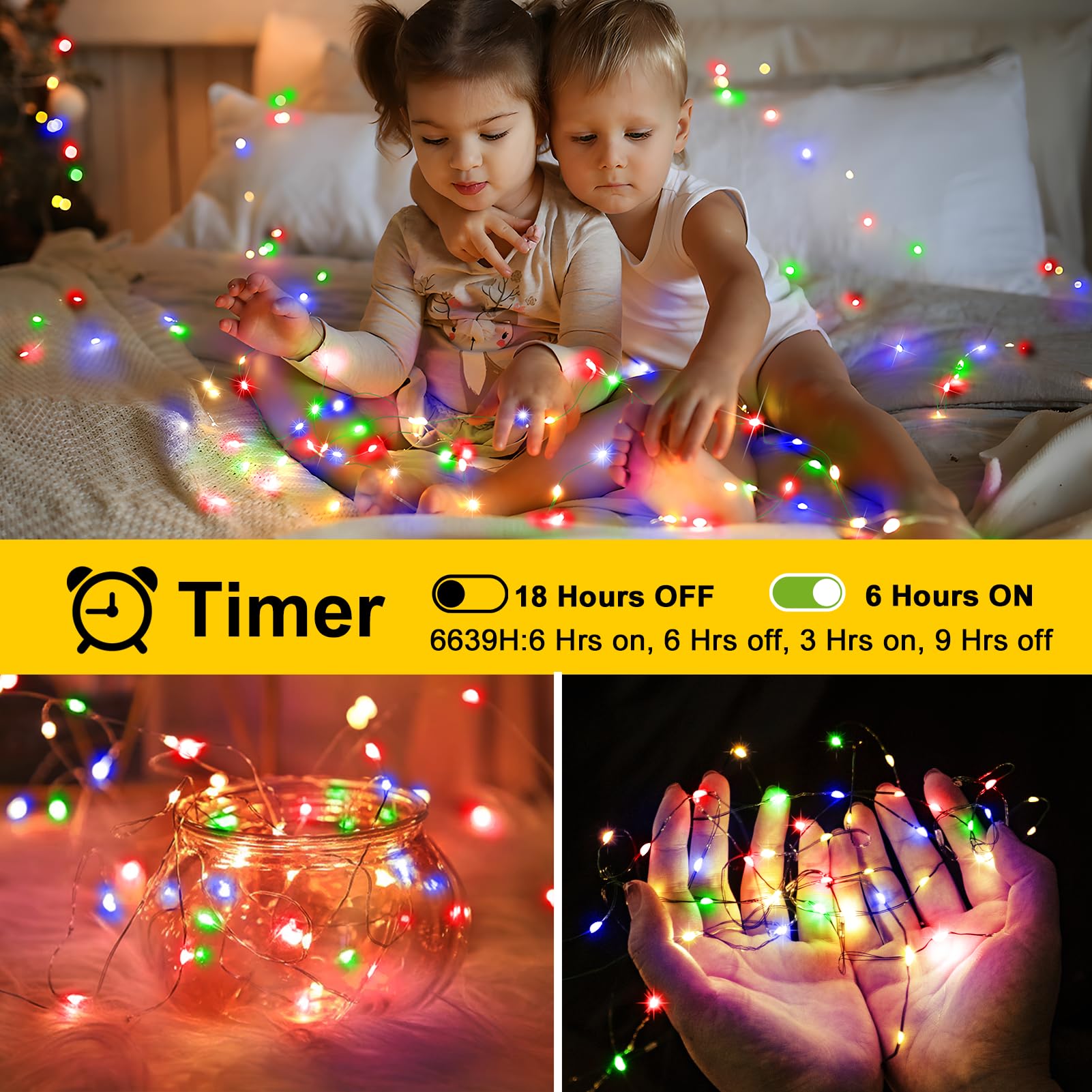 KNONEW Outdoor Christmas Fairy Lights, 1200 LED, 400FT, Multicolor, Waterproof, 8 Modes, Green Wire, Model KN-1000-LIG168-01