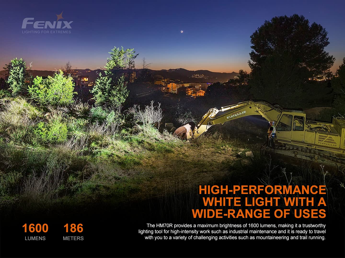 Fenix HM70R Headlamp 1600 Lumen Rechargeable White/Red LED Aluminum Model FEN-HM70R-BBX5