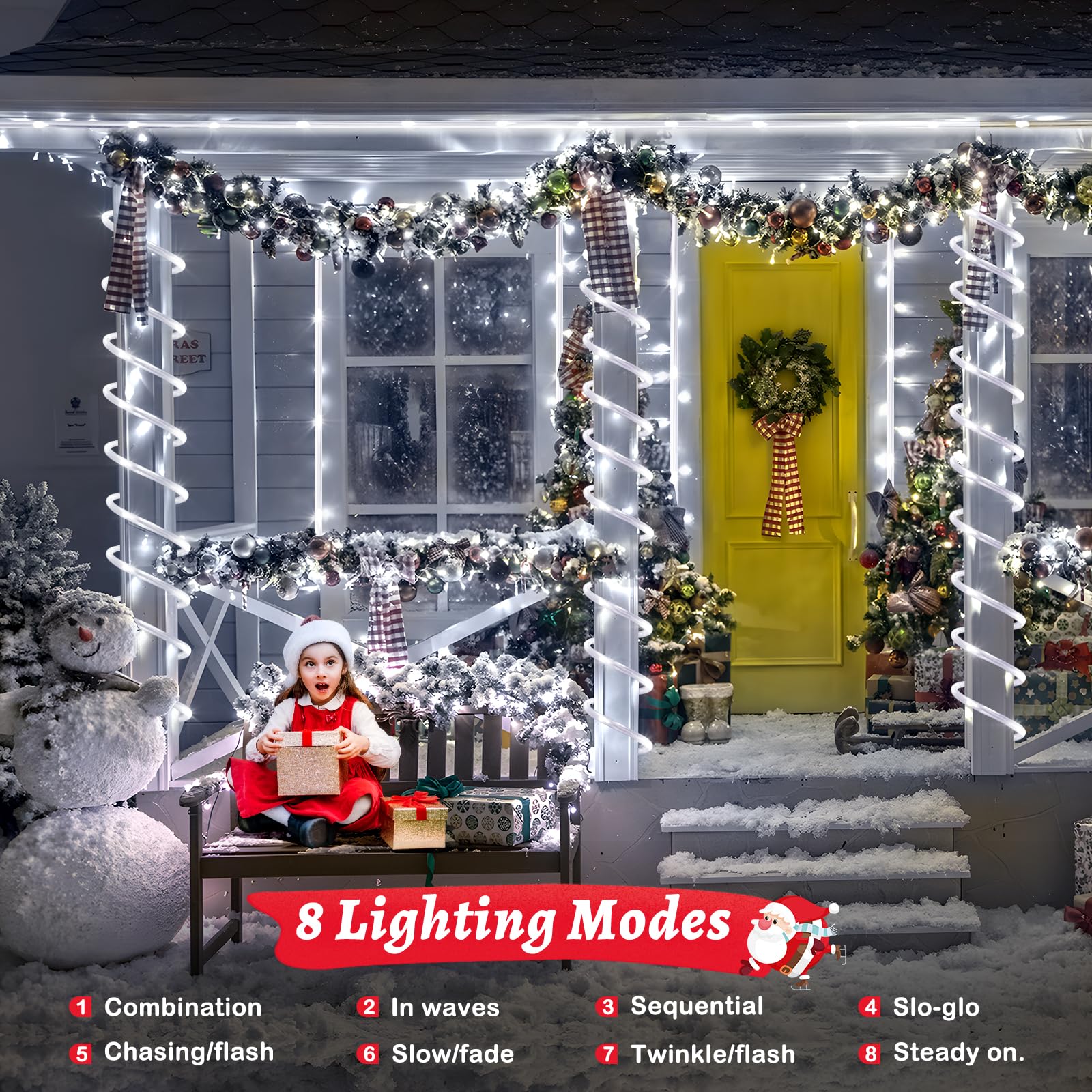 Hezbjiti Led Rope Lights 197Ft Waterproof Rope Light 600 Led Flexible Tube Lights Plug In With 8 Modes For Garden Patio Bedroom Party Indoor Outdoor Decorations