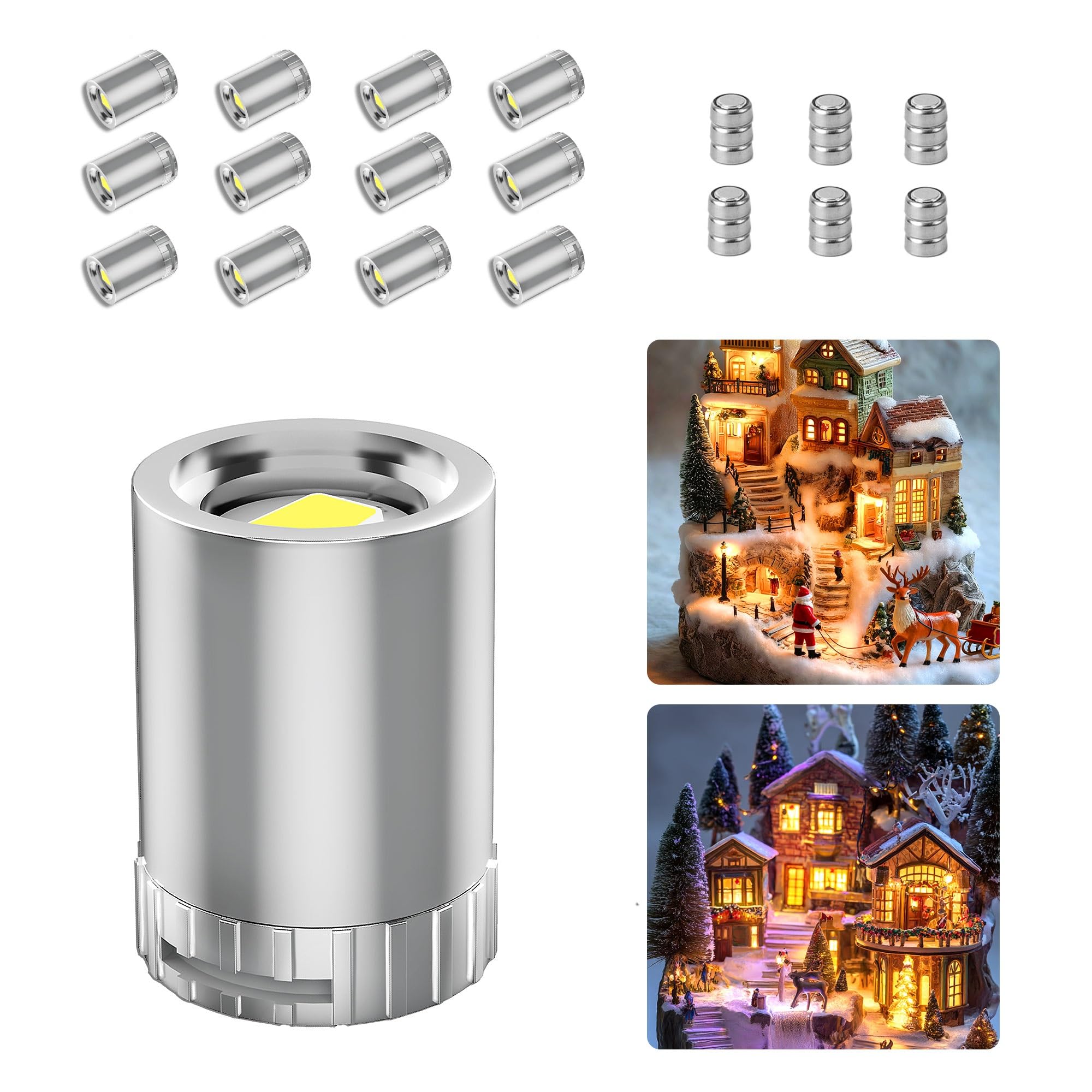 Novantl 12 Pack Mini Lights, Warm White Mini LED Spotlight, Small LED Lights for Crafts, Small Display Light Battery Powered, Wi