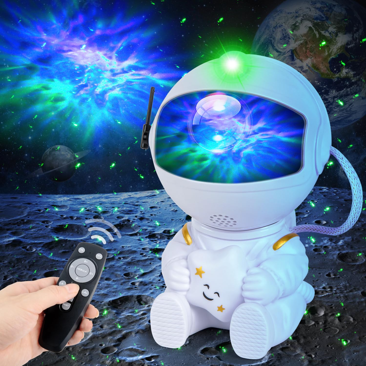 Astronaut Galaxy Projector Star Projector Galaxy Night Light Space Buddy Projector with Nebula and Remote Control for Bedroom Be