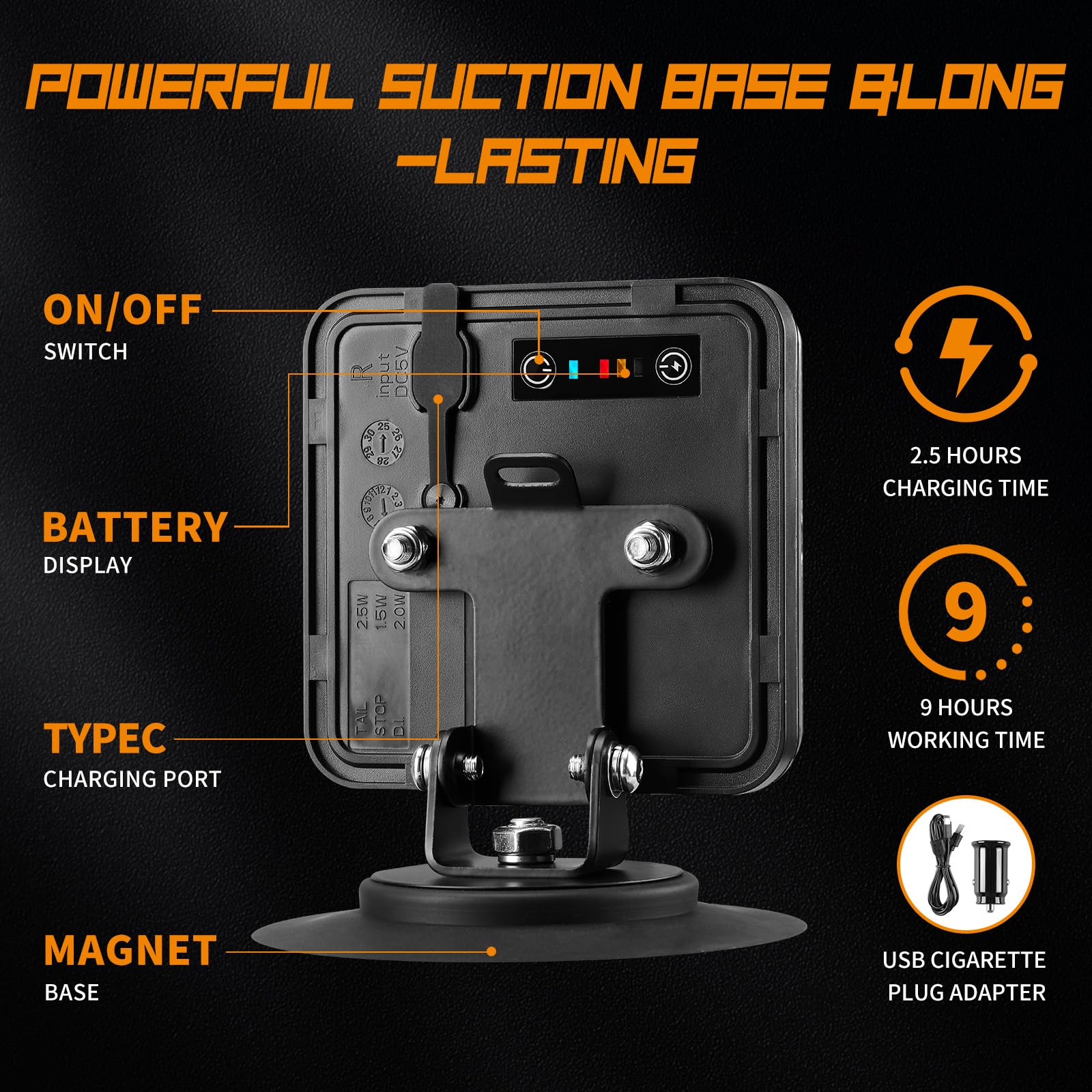 inhtgeas Wireless Trailer Lights - Magnetic, 2.4GHz Transmission, Strobe Mode, Model Z-W47B, Towing Lights for Trucks, RVs, Boats