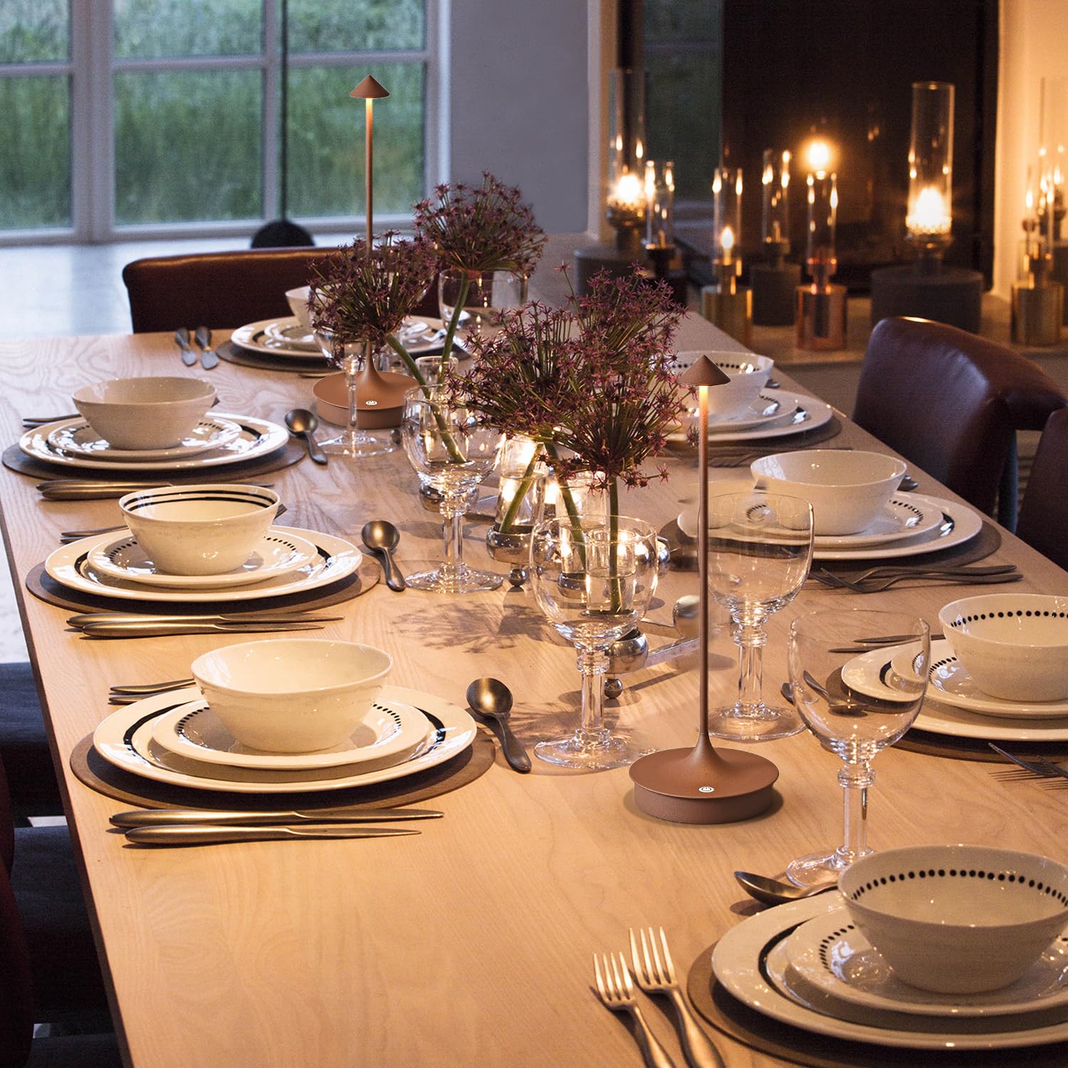 Cordless Table Lamp Rechargeable Led Battery Operated 4000Mah Table Lamp Touch Dimmable Lamp Outdoor Waterproof Portable Wireless Table Light For Dining Restaurant Bar Indoor/Outdoor Use(Brown-2Pc)