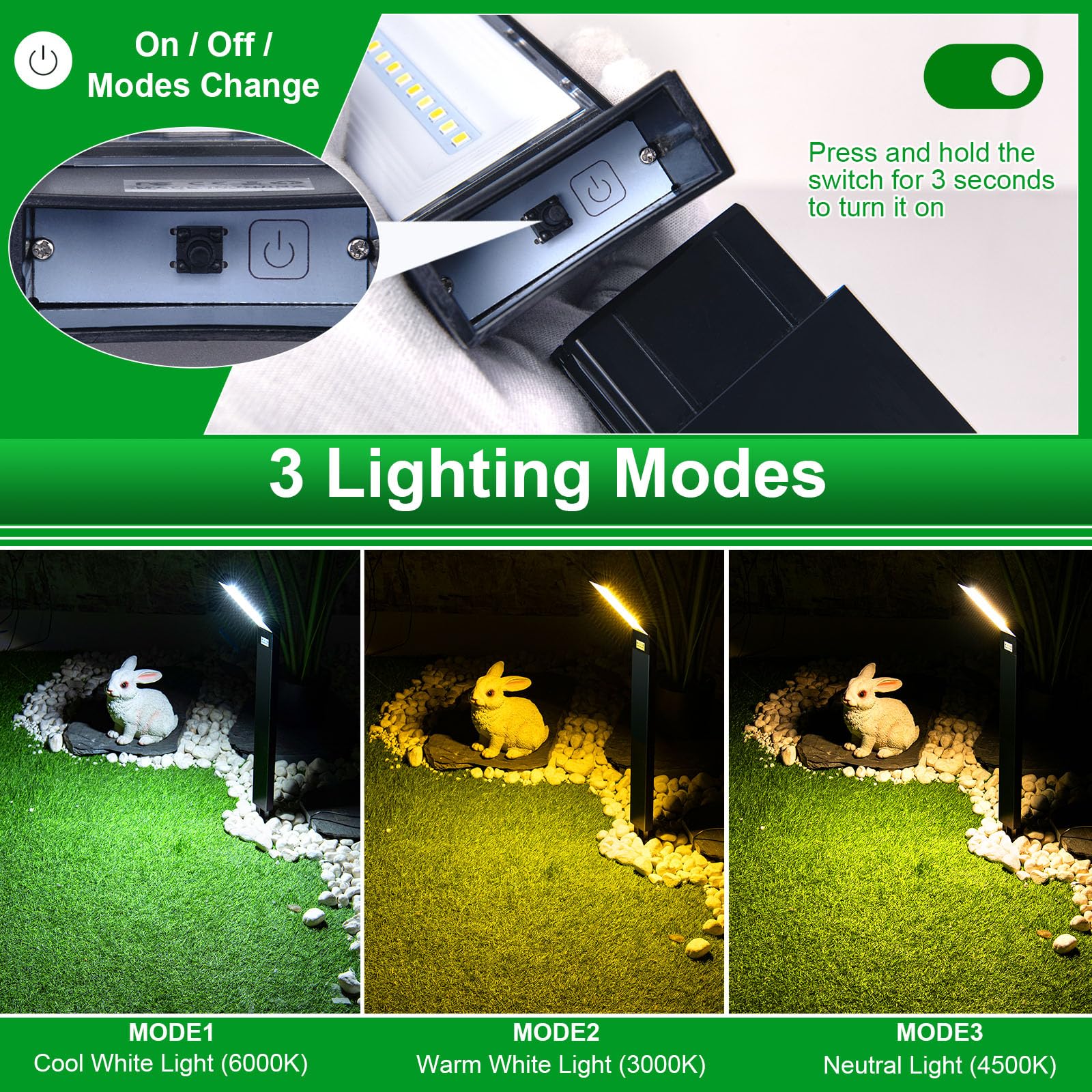 Jsot Solar Garden Lights - 6 Pack Solar Driveway Lights Outdoor For Landscape Pathway Backyard Decor Waterproof Walkway Light With Bright 3 Lighting Modes