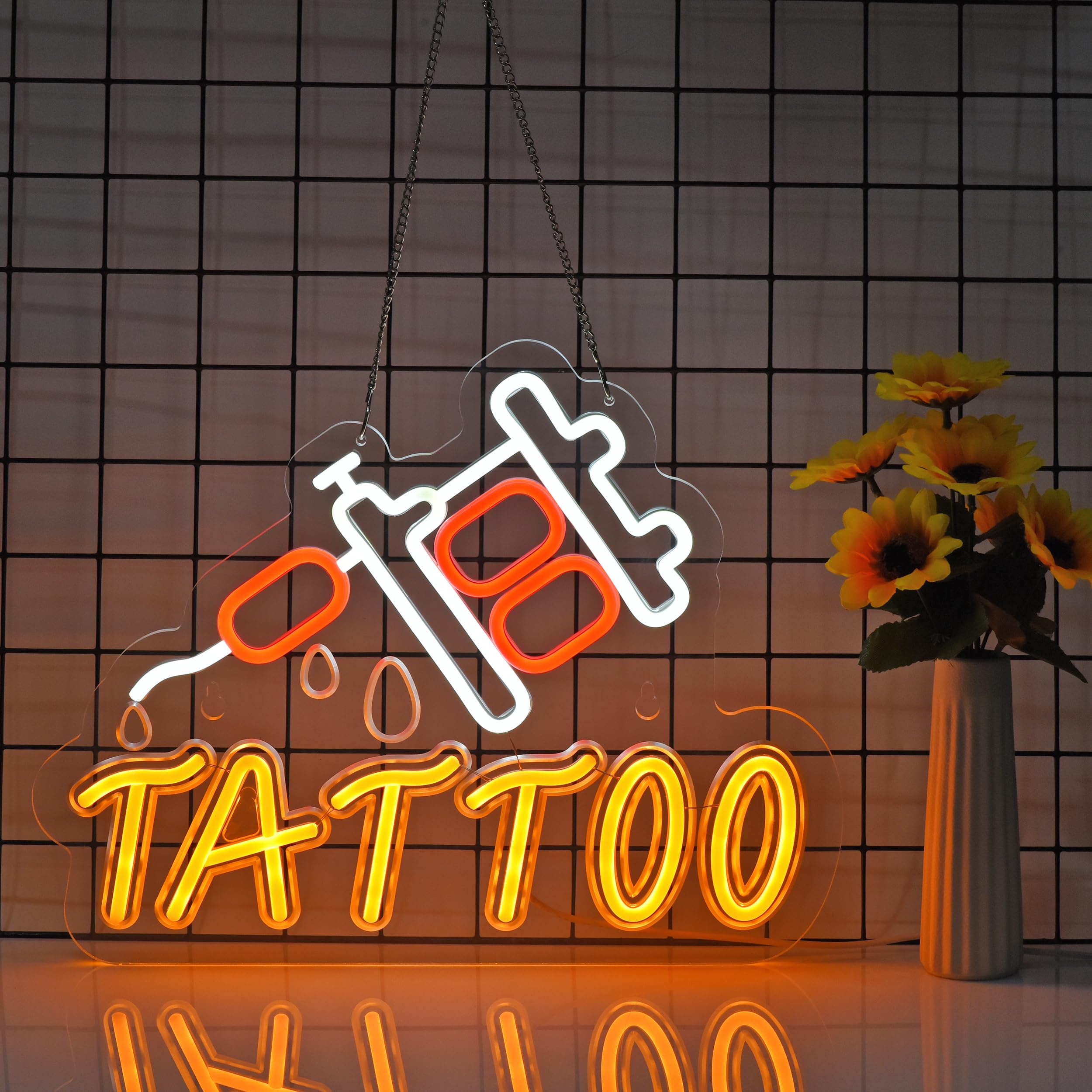 Jomobuty Tattoo Neon Sign For Wall Decor Led Light Up Sign Cool Business Signage For Piercing Shop Beauty Salon Studio 16.1 X 12.6 Led Art Hanging Decorative Gifts