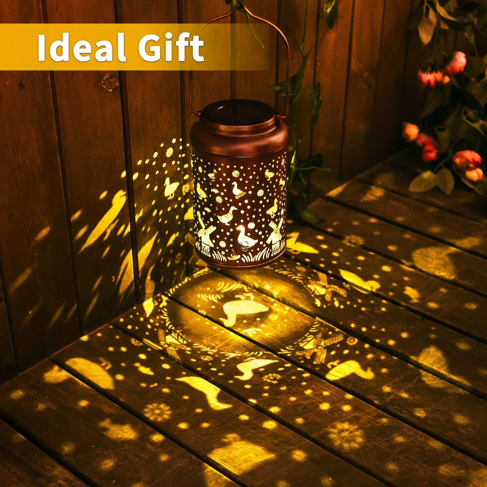 Duck Solar Lanterns Outdoor Waterproof Hanging Solar Lights Duck Garden Decor Gifts For Women Men Metal Lantern Decoration Outside For Yard  Patio  Backyard  Porch  Pathway  Lawn