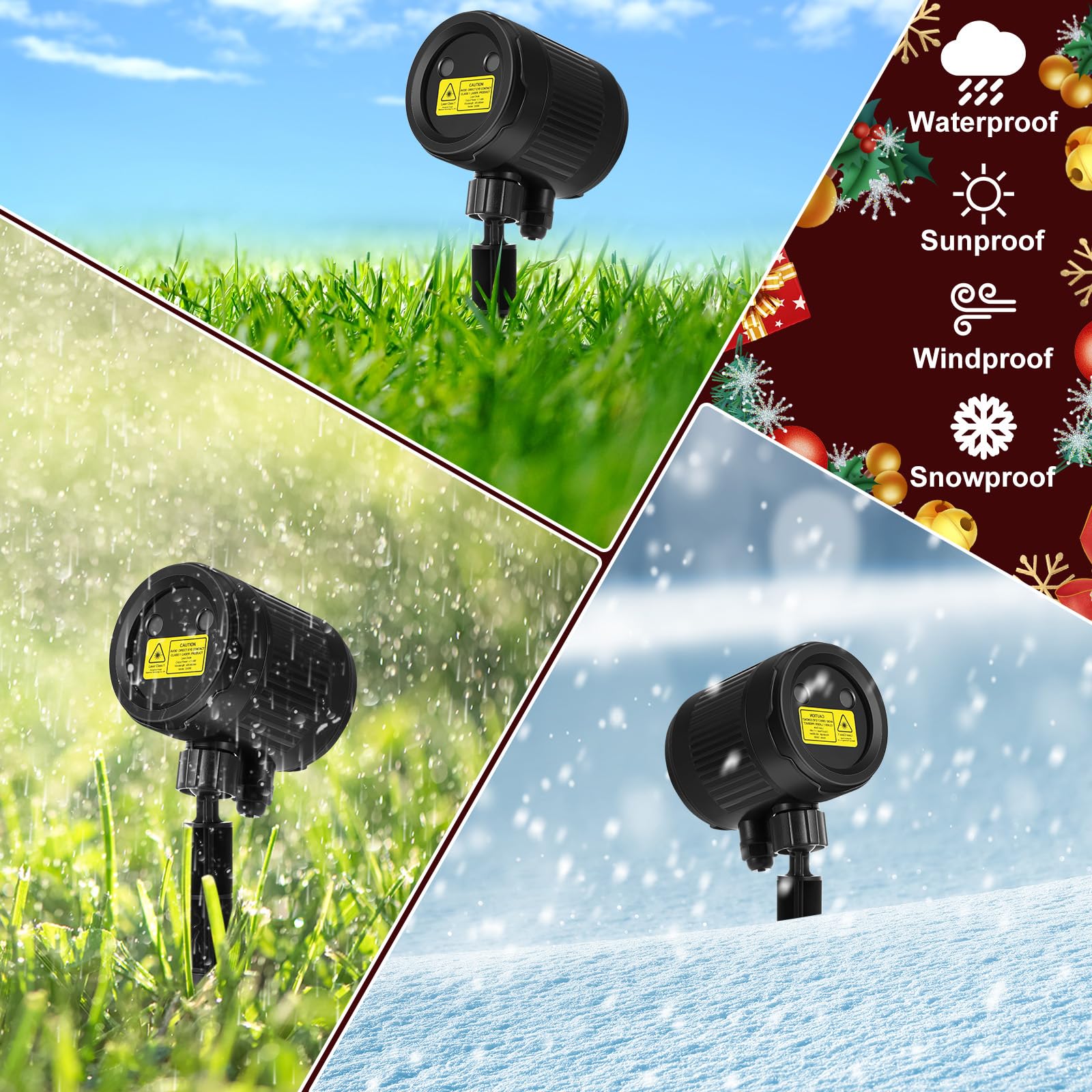 Honoson 1 Pcs Christmas Laser Projector Lights Outdoor Rgb Laser Light With Remote Waterproof Motion Xmas Holiday Projector Gard