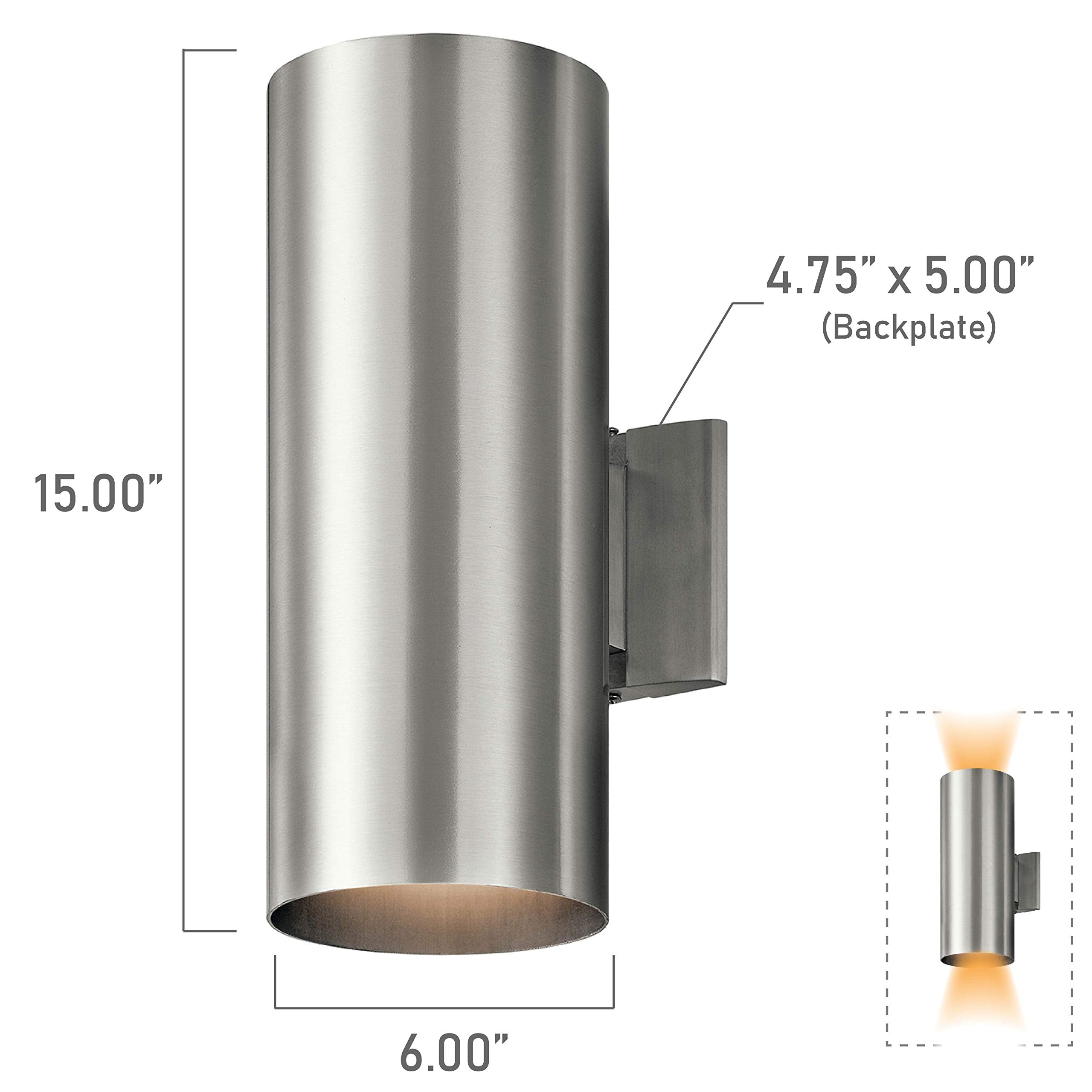 Kichler 9246Ba Two Light Indoor/Outdoor Wall Mount, Brushed Aluminum, 15''