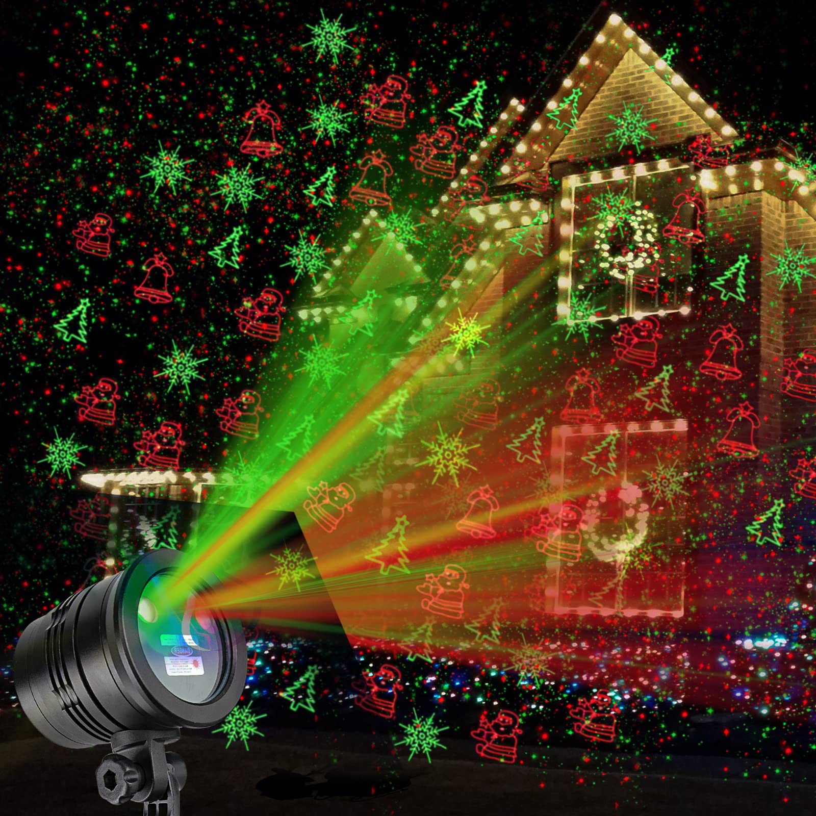 Christmas Lights Projector Outdoor, Waterproof Christmas Laser Lights with Remote Control for Outdoor Outside Christmas Decorati