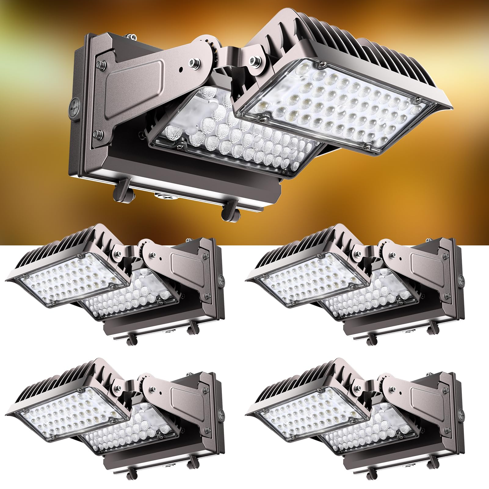 ACOHOOK 220W LED Wall Pack Lights, 360 Adjustable Panel with Dusk to Dawn Photocell, 100-277v 33000Lm 5000K Daylight, IP65 Water