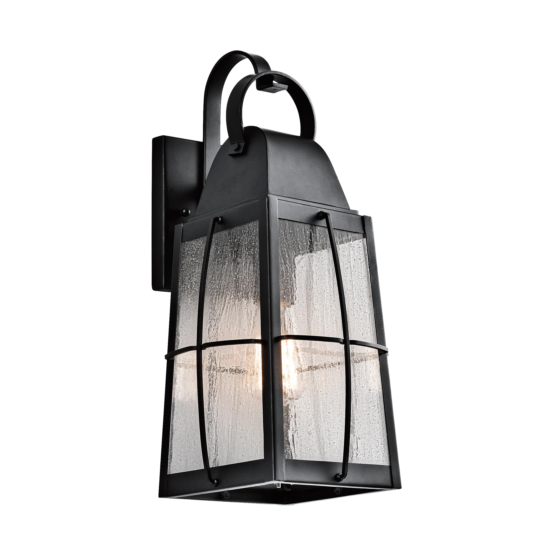 Kichler Tolerand 17.75 Outdoor Wall Light in Textured Black, 1-Light Exterior Wall Sconce Porch Light with Clear Seeded Glass, (
