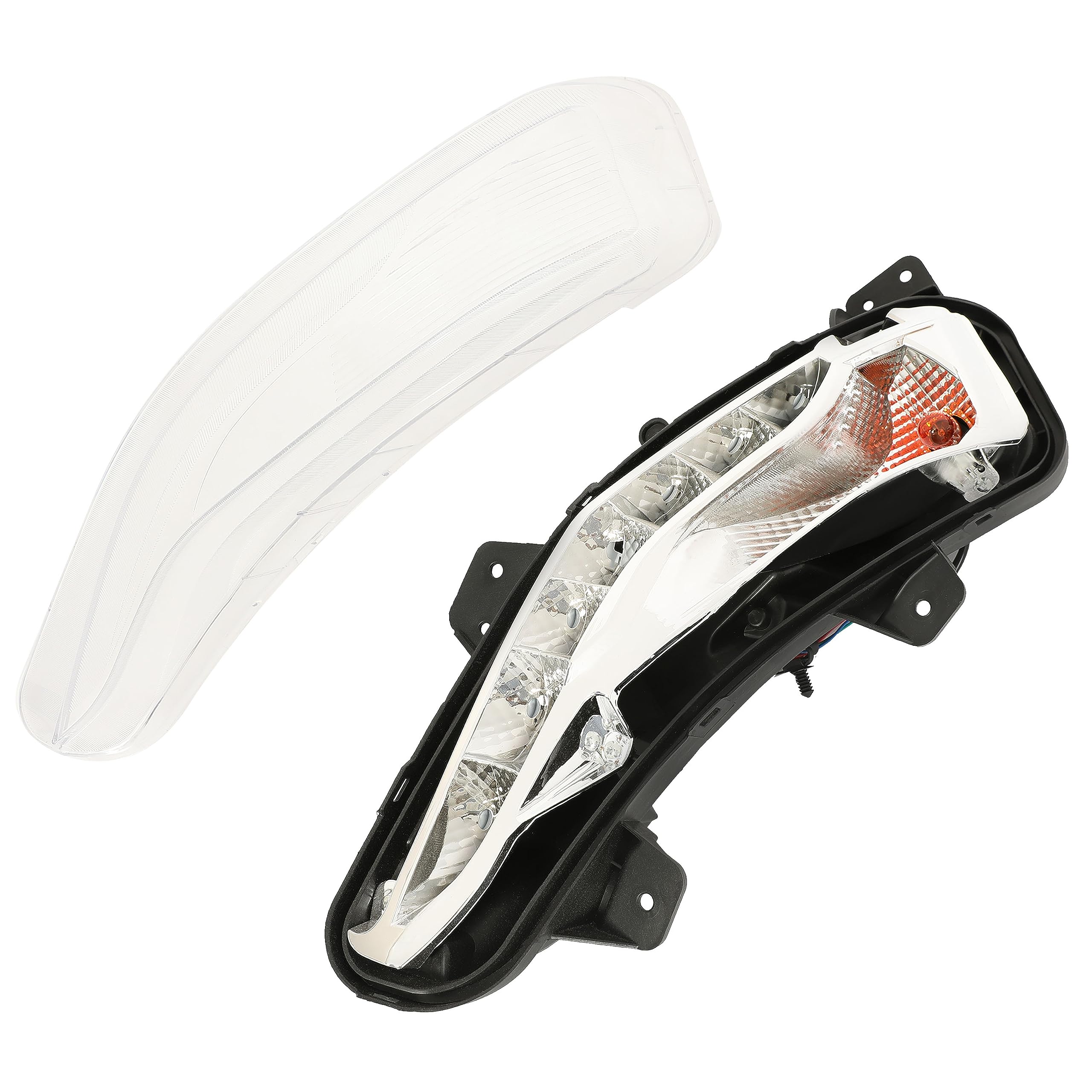 HECASA LH Turn Signal Light for 2019-2023 Chevy Malibu, Driver Side, Clear Lens, LED DRL, Plastic, Model VC-LYPL-174S-2
