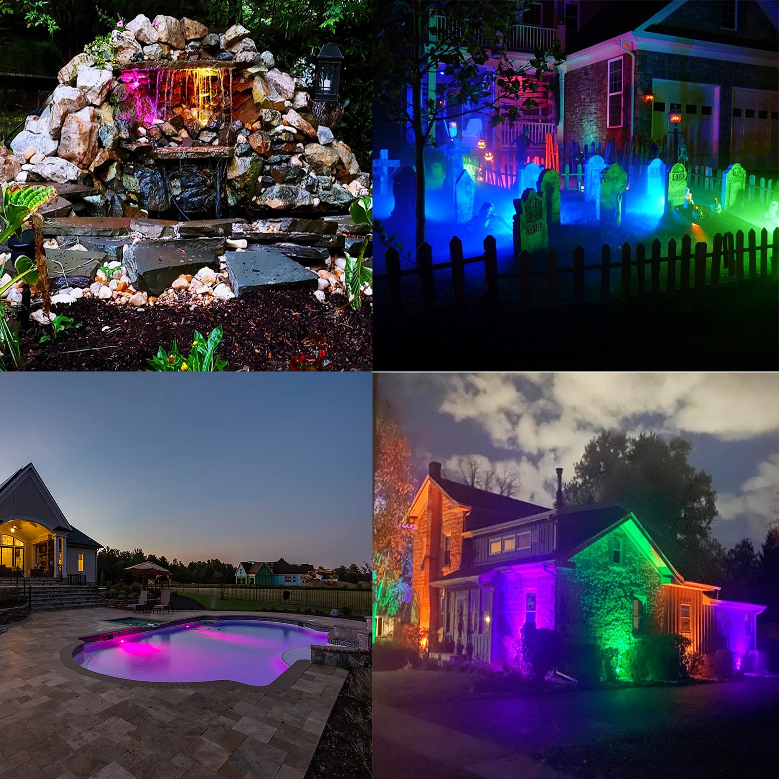 Ruicaikun 10W Outdoor Spot Lights With Remote Control, Dimmable Rgb, Waterproof For Halloween/Christmas Decor
