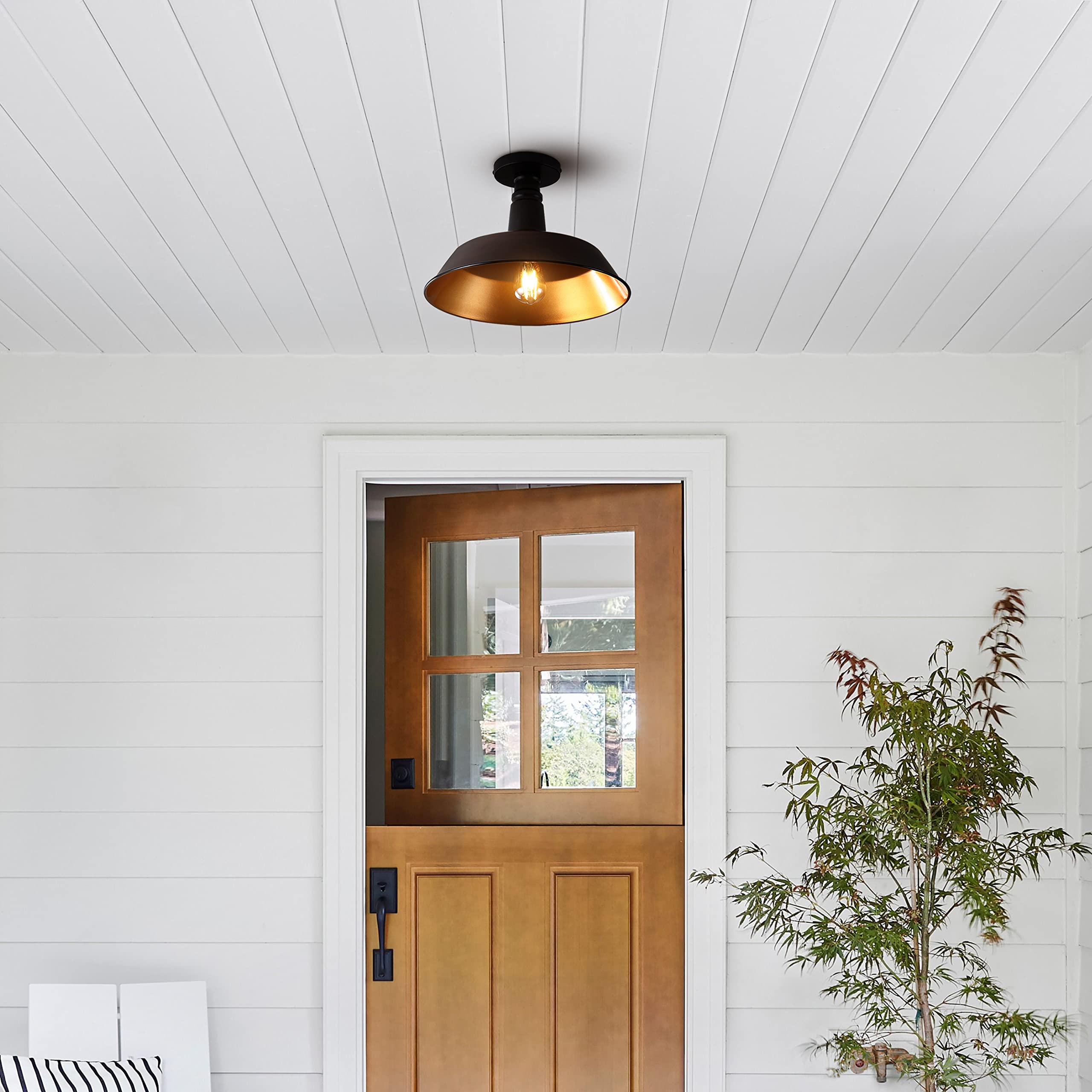 JONATHAN Y Camila 14in 1-Light LED Semi Flush Mount, Iron, Oil Rubbed Bronze/Copper, Model JYL7617G