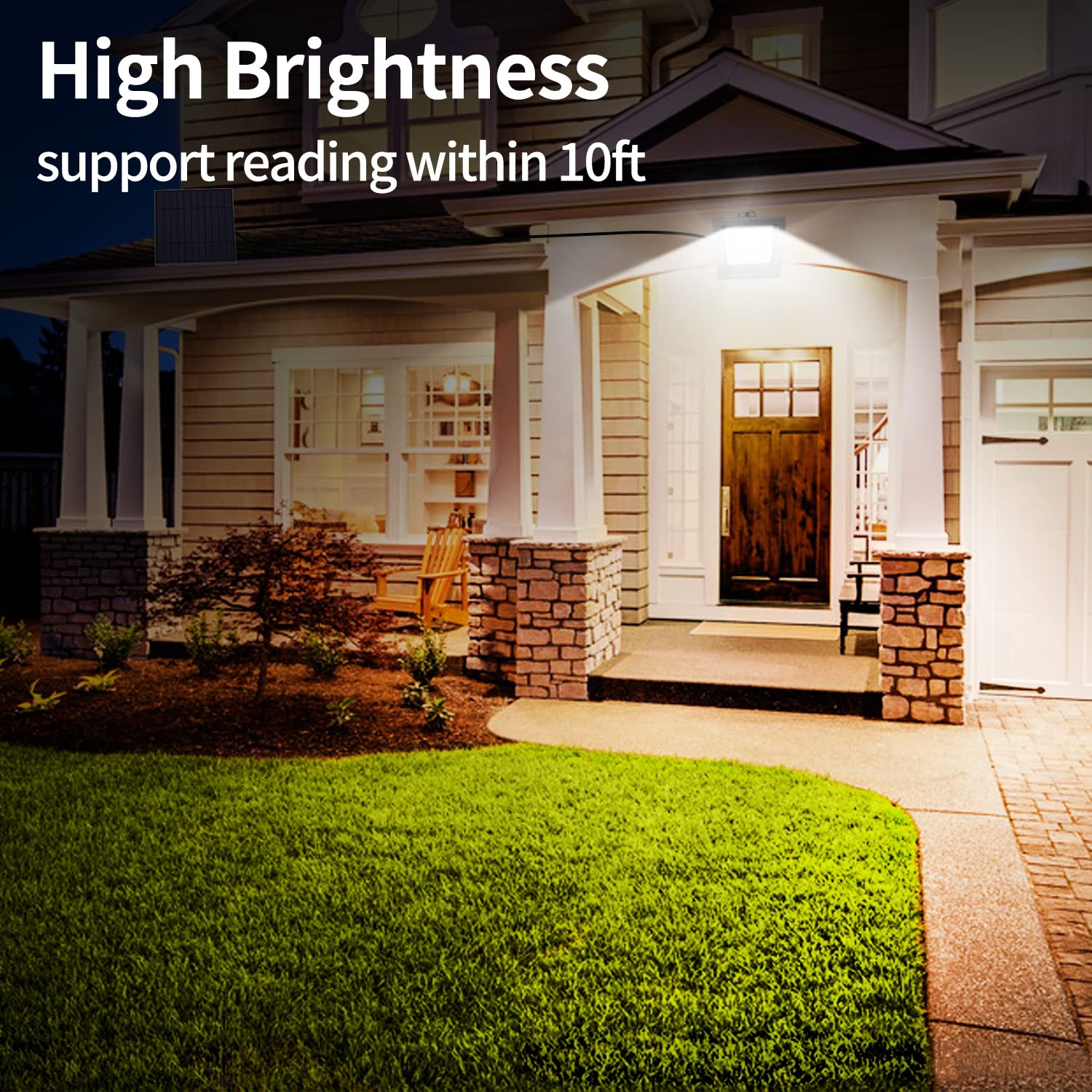 Lightonight Solar Powered Flood Lights, IP65 Waterproof, 16.4Ft Cable, 2 Pack, Black, Model 005-5C7C-2pack