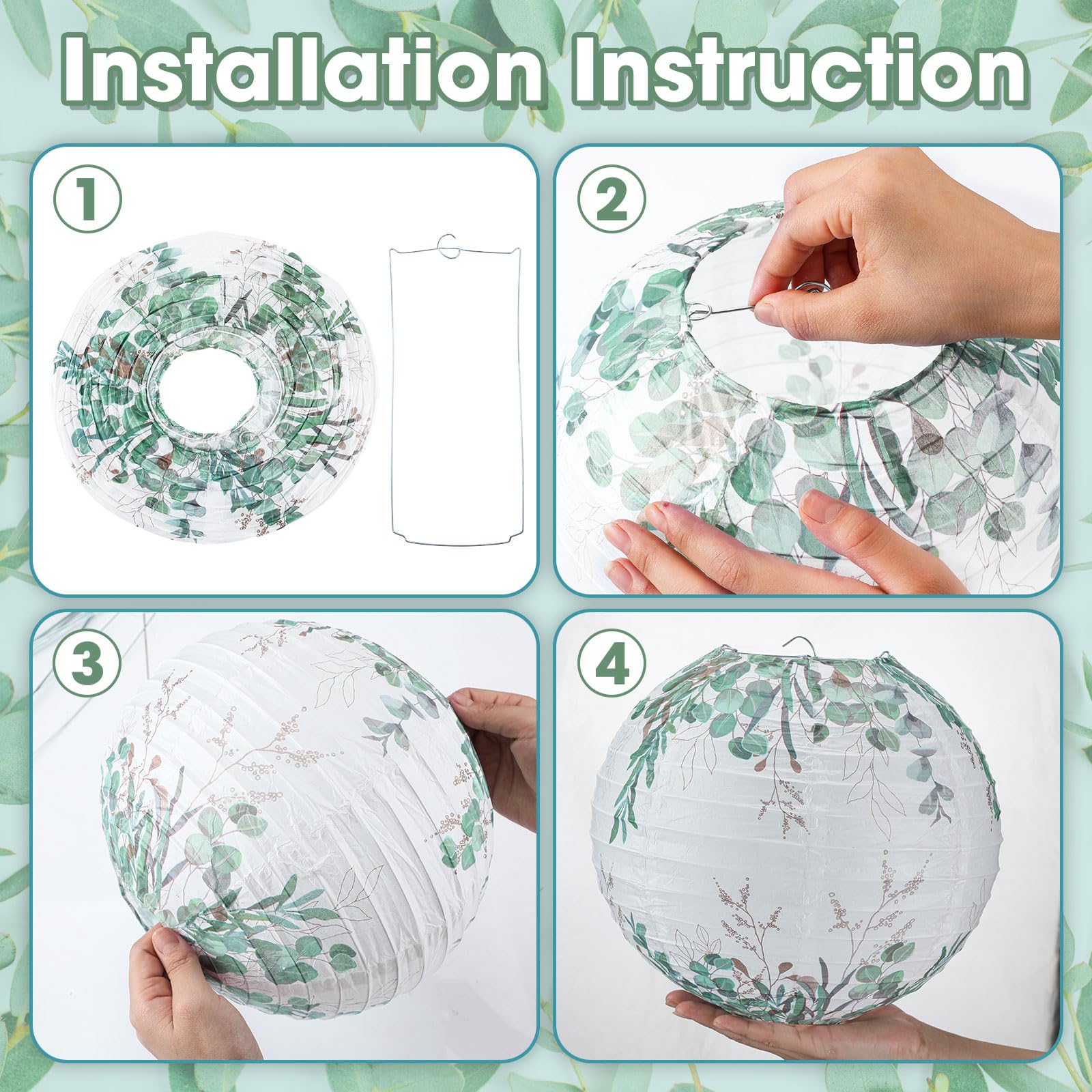 Retisee 12 Pcs Eucalyptus Classroom Decorations Green Paper Lanterns Plant Themed Classroom Decor Eucalyptus Leaf Hanging Paper