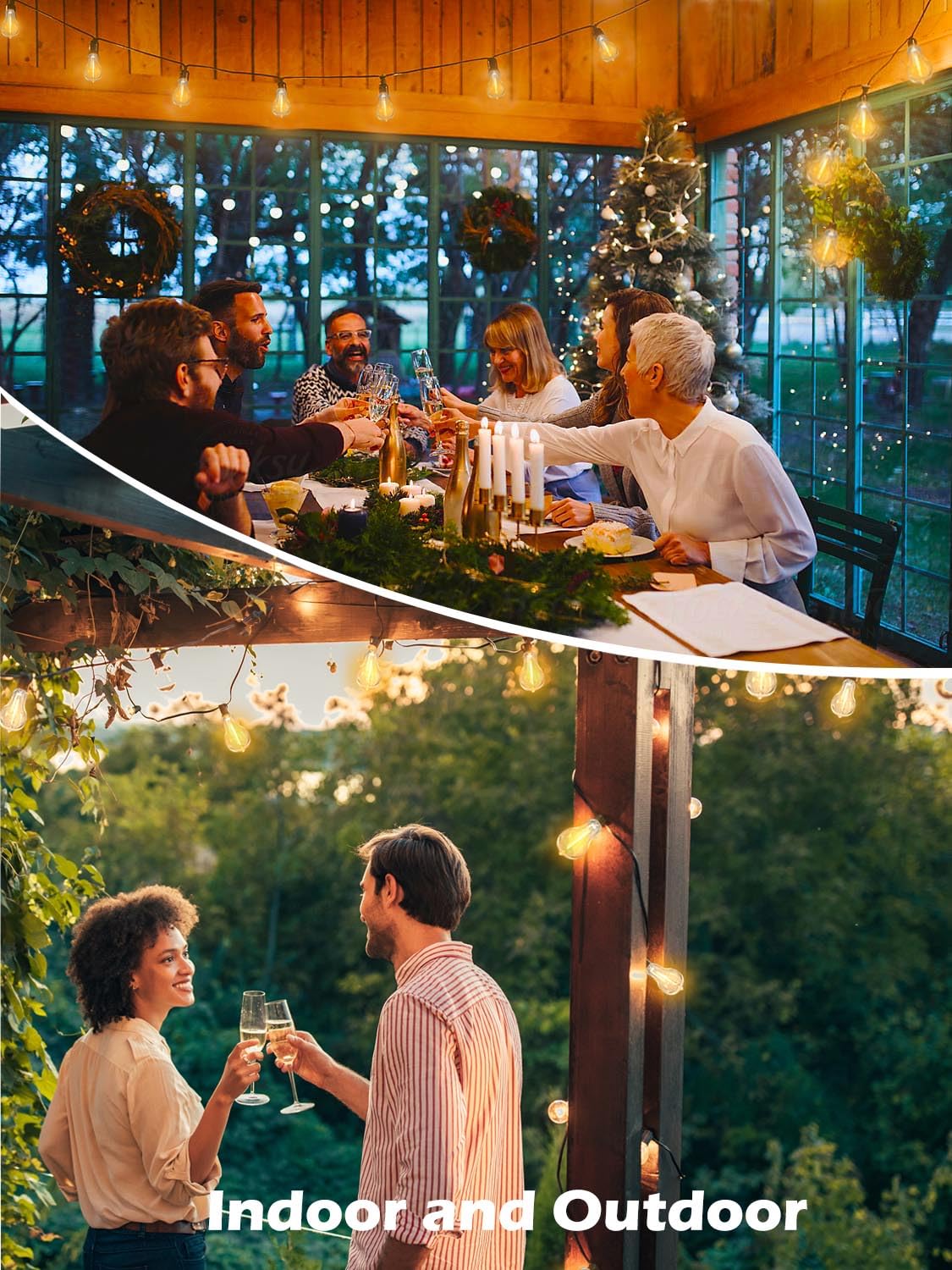 Damaing 200Ft Led Outdoor String Lights With 100+5 Shatterproof Bulbs A39, Ip44 Waterproof, Commercial Grade Patio String Lights