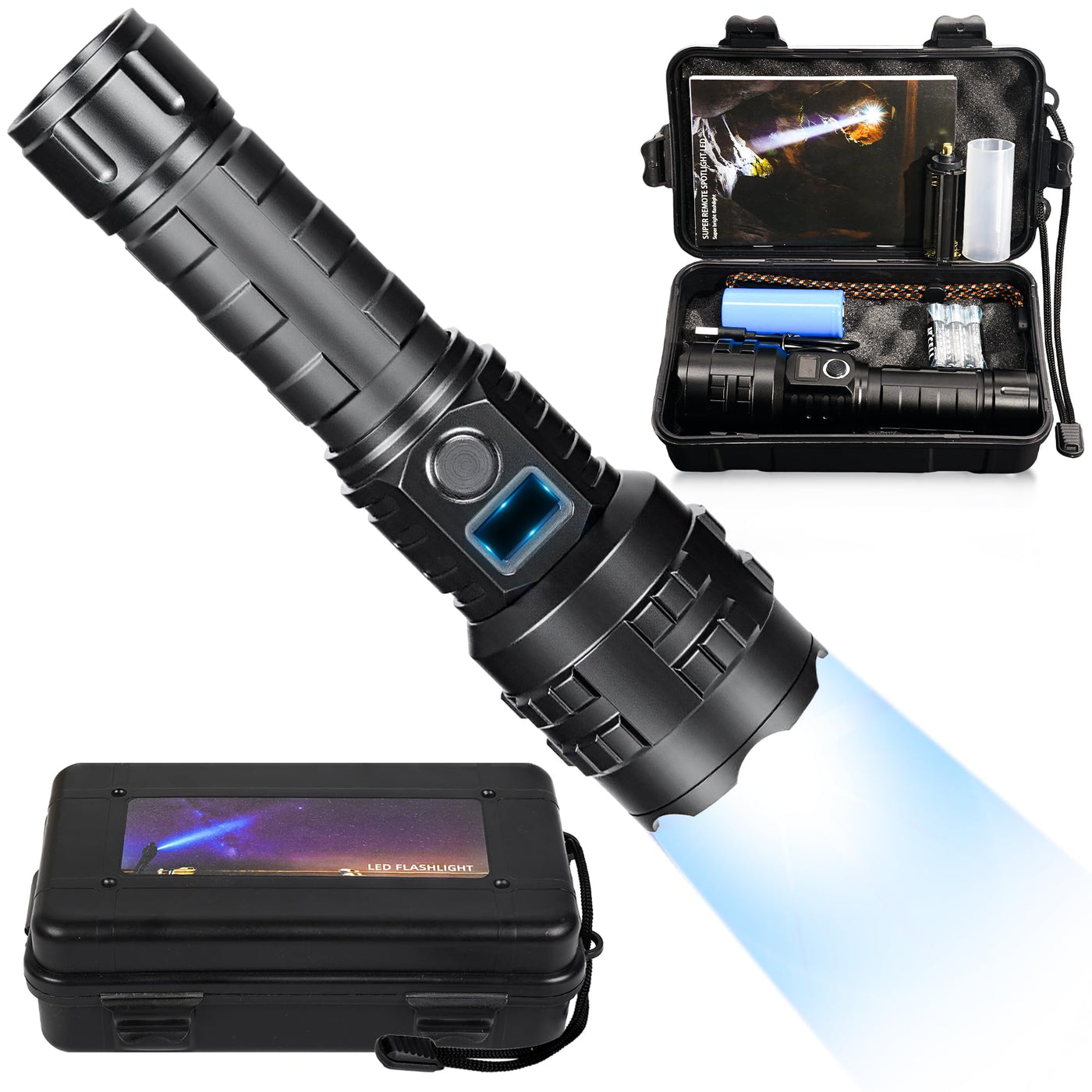Hmfree Flashlights High Lumens Rechargeable 1000000 Lumens Hight Lumens Super Bright Handheld LED Flash Light Powerful Emergency Linternas Waterproof
