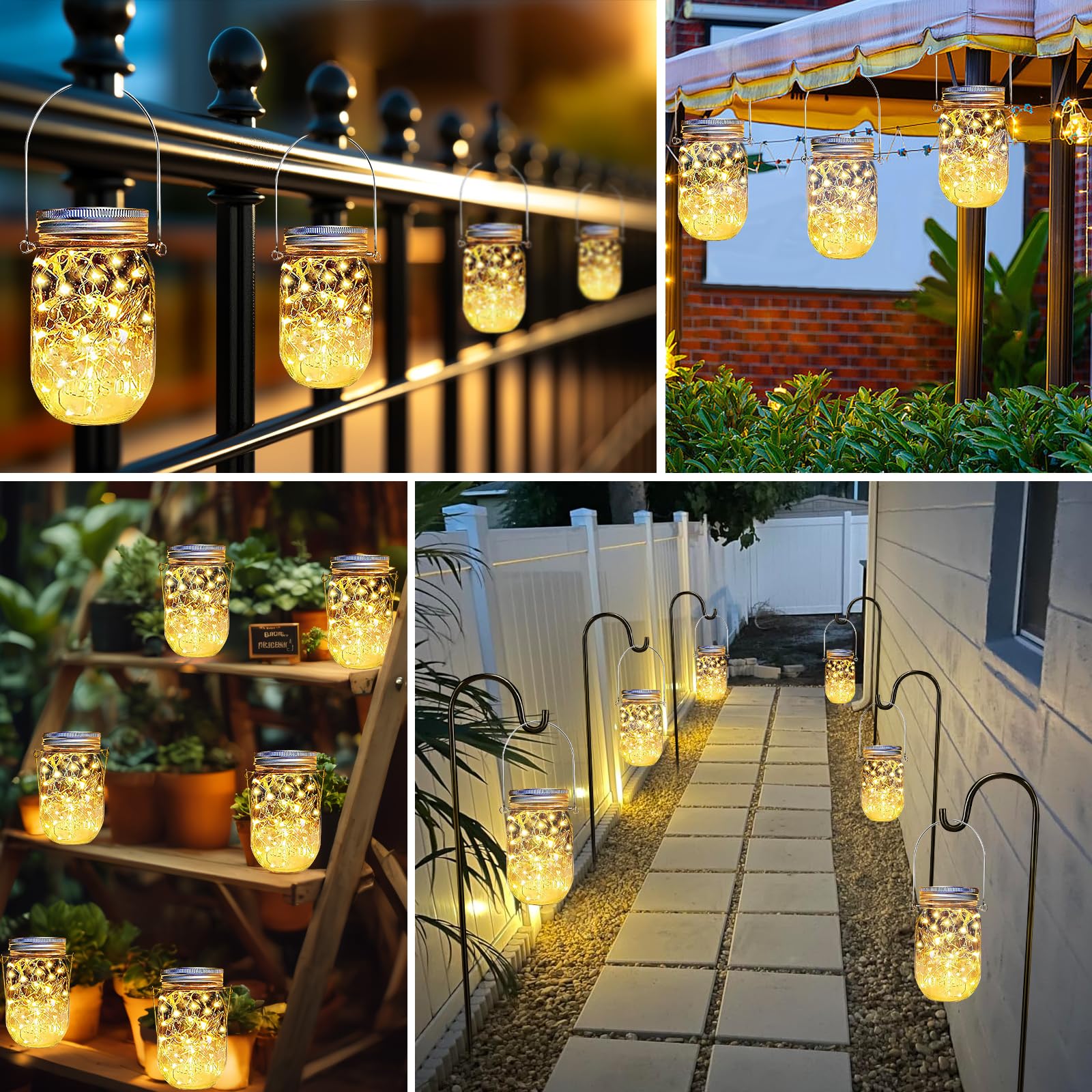 Ostritec 12 Pack Solar Mason Jar Lights With 30 Led Fairy Lights - Warm White Outdoor Decor