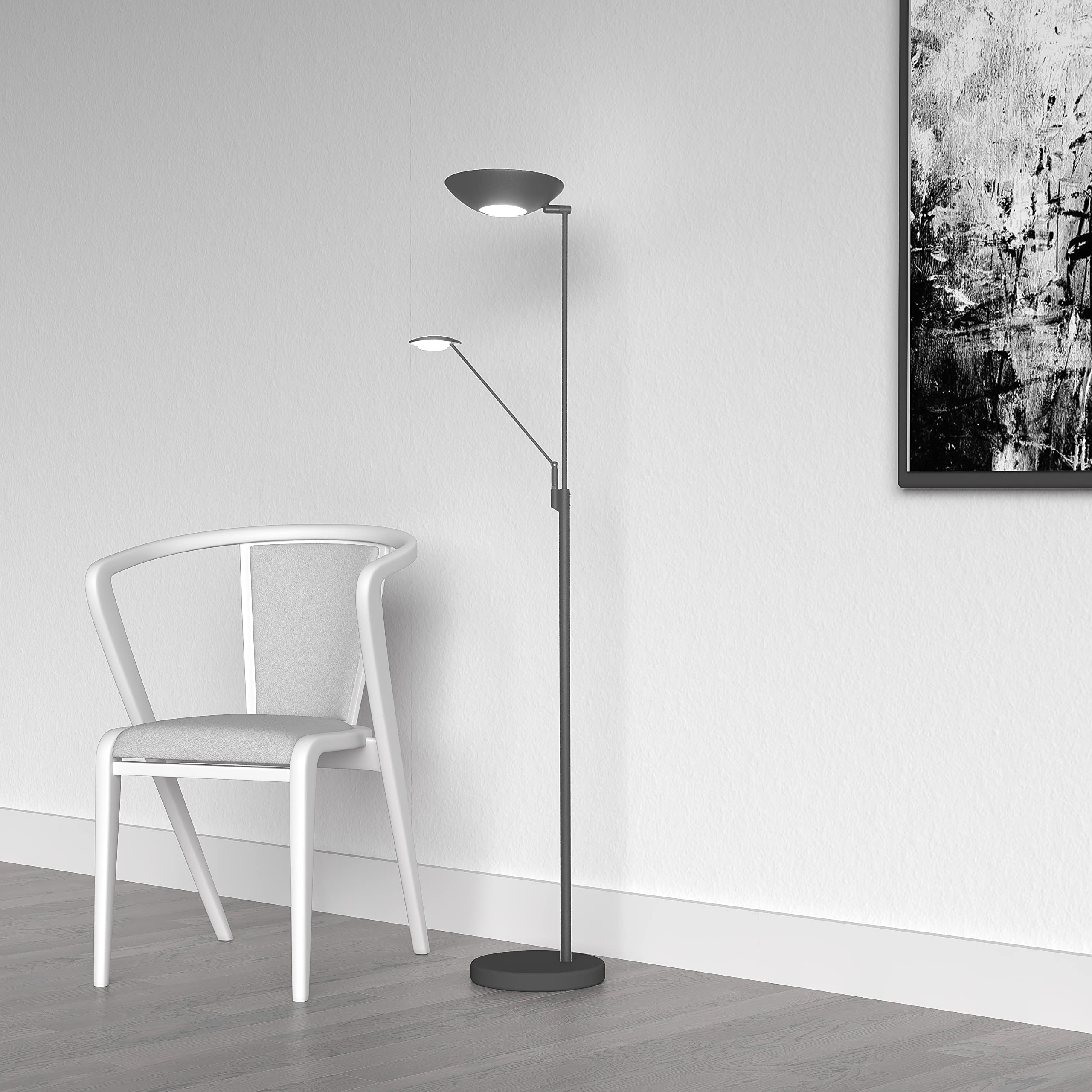 Dainolite Mother And Son, 170Ledf, Led Floor Lamp, Black Finish, 72 Inch Standing Dimmable Floor Lamp For Home Decor, Bedroom, Living Room, Or Office, Great For Reading, Ambient Lighting, And More
