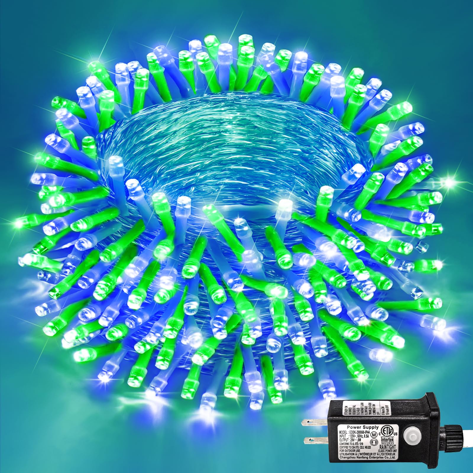 250 Led Blue Green Christmas Lights Outdoor Waterproof  82Ft Clear Wire Christmas Tree Lights 8 Modes Plug In Twinkle Fairy Lights For Indoor Christmas Bedroom Tree Decoration