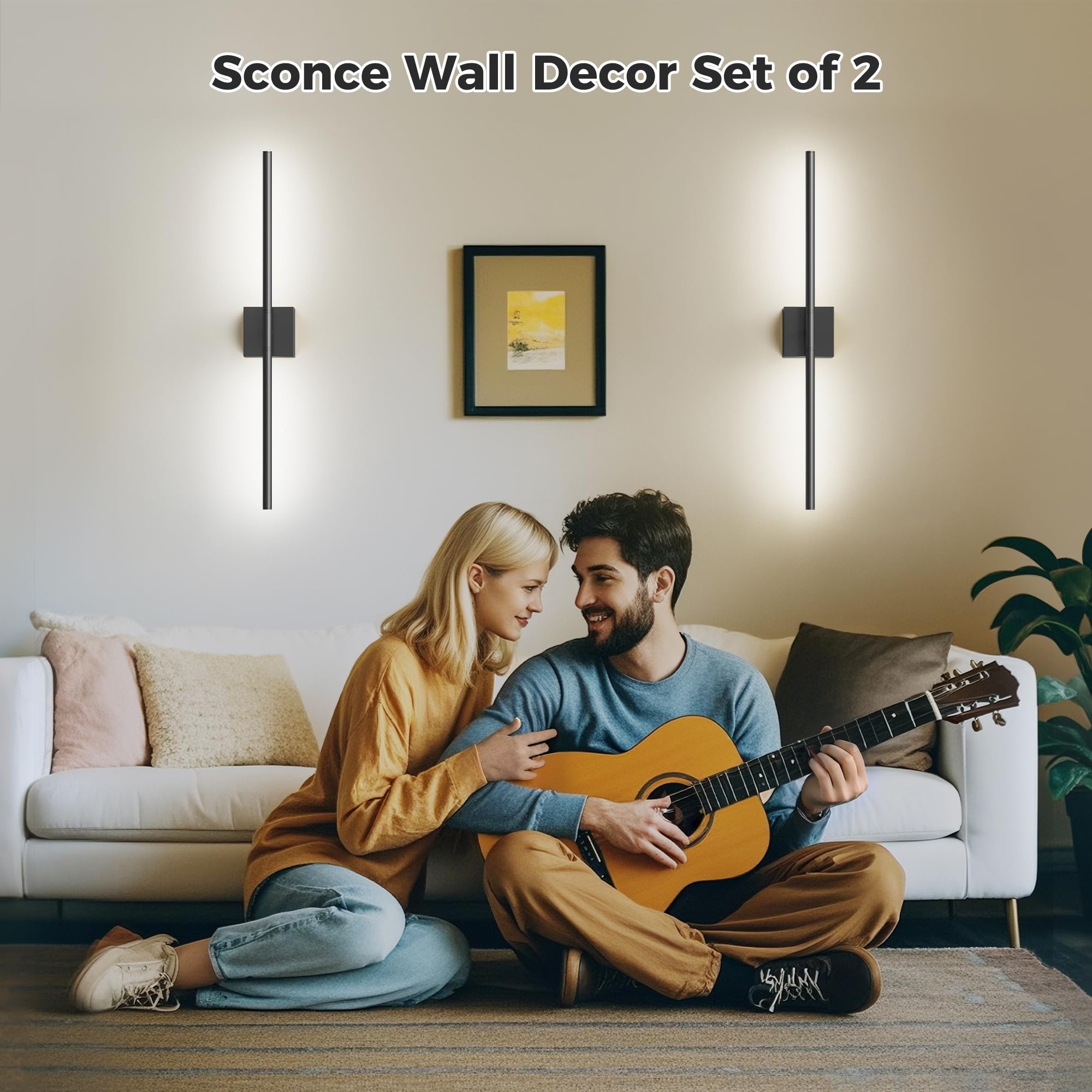 L Lohas Led Battery Operated Wall Sconces Set Of 2, Battery Wall Sconce 10000Mah, Nickel Rechargeable Sconces 6000K, 28.3 Inch W