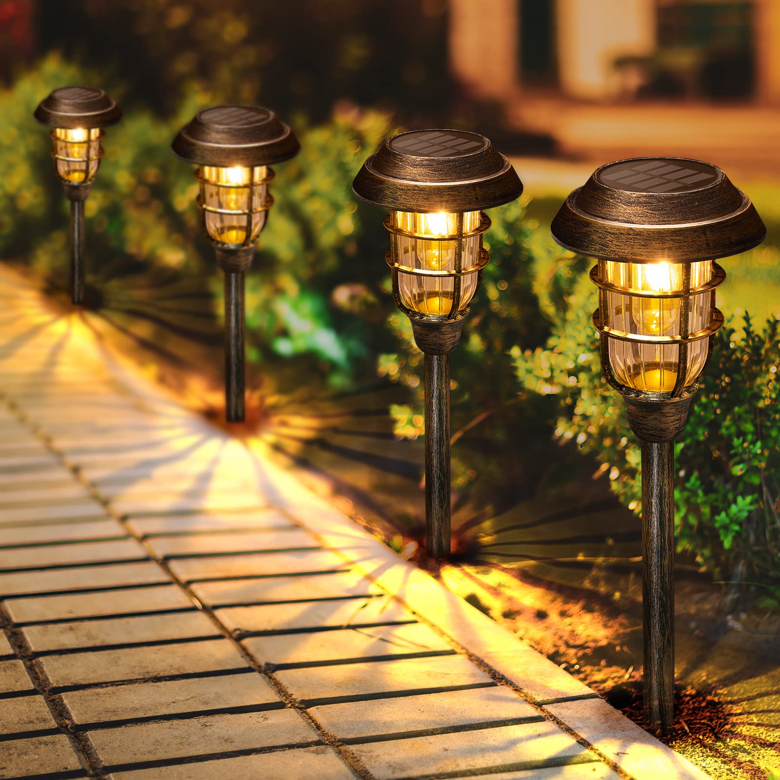 Letmy Solar Outdoor Lights, 8 Pack Bright Solar Pathway Lights Outdoor Waterproof, Up To 12 Hrs Auto On/Off Solar Garden Lights