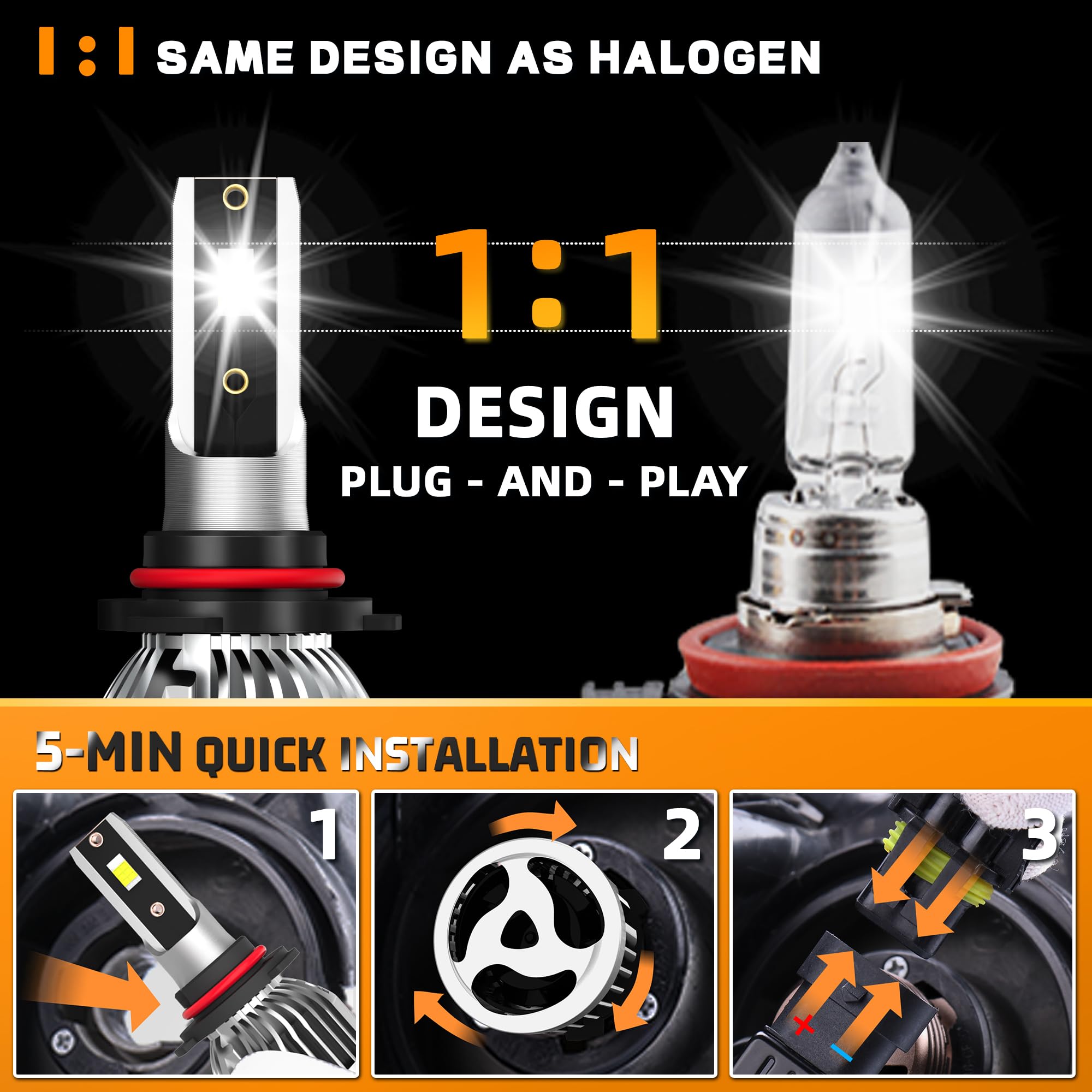 9005 9006 LED Bulbs Combo Kit, 24000 Lumens 120W Super Bright HB3 HB4 LED Bulbs Combo 6500K, Pack of 4 (9005 9006 Combo), SPBRTB