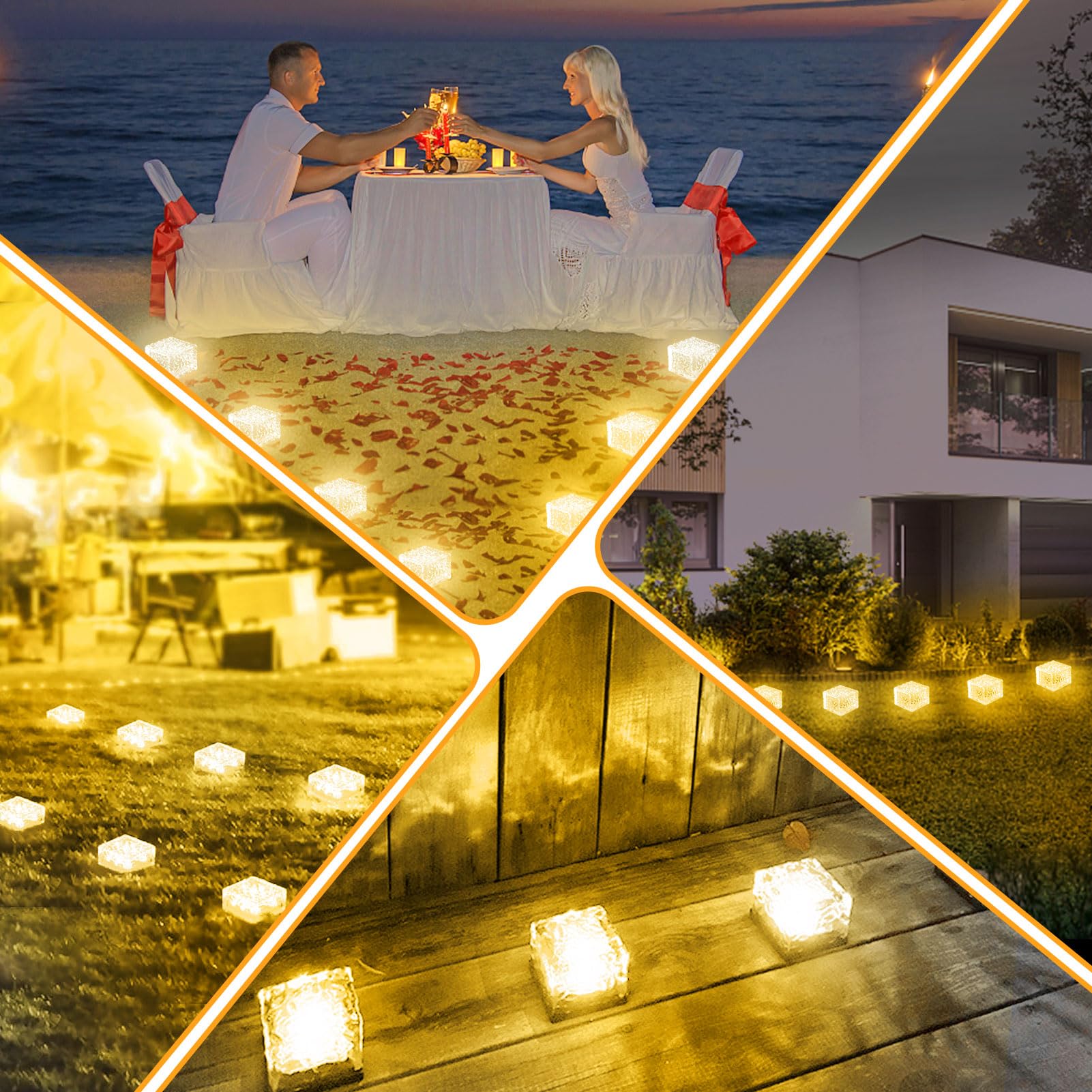 Jkimk Solar Brick Lights Outdoor Waterproof Patio Brick Lights Garden Decor For Outside 6 Packs For Patio,Yard,Walkway,Pathway D