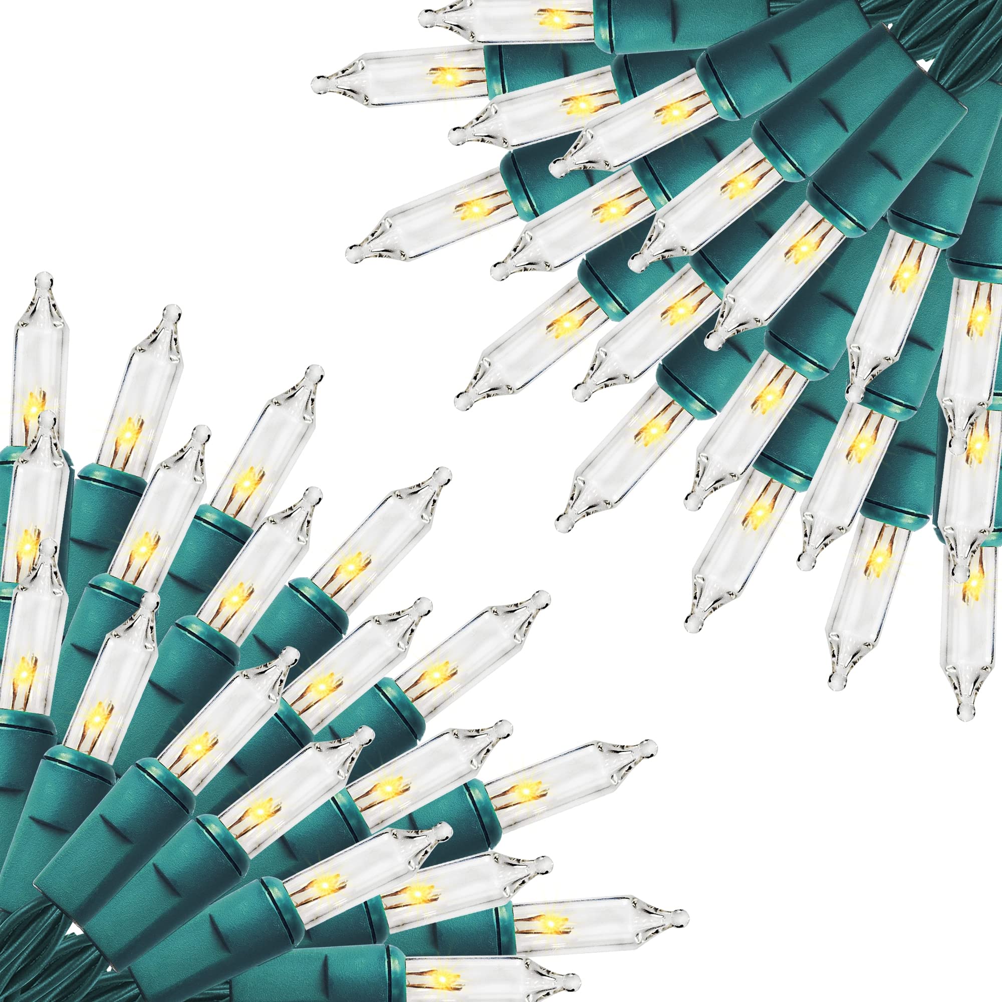 FUNPENY Christmas Lights, 2 Pack 150 Count Warm White Fairy Lights, 33 FT, UL Certified, Green Wire, Indoor Outdoor Decorations