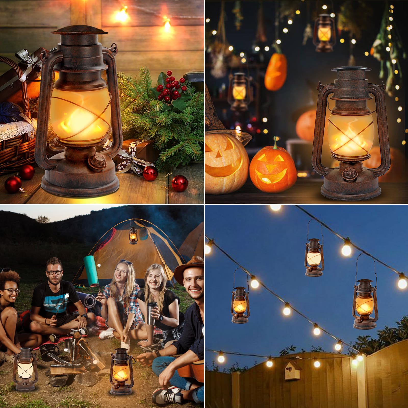 Marlrin Vintage Led Outdoor Lanterns - Waterproof, Remote Control, Dancing Flame - 2 Pack