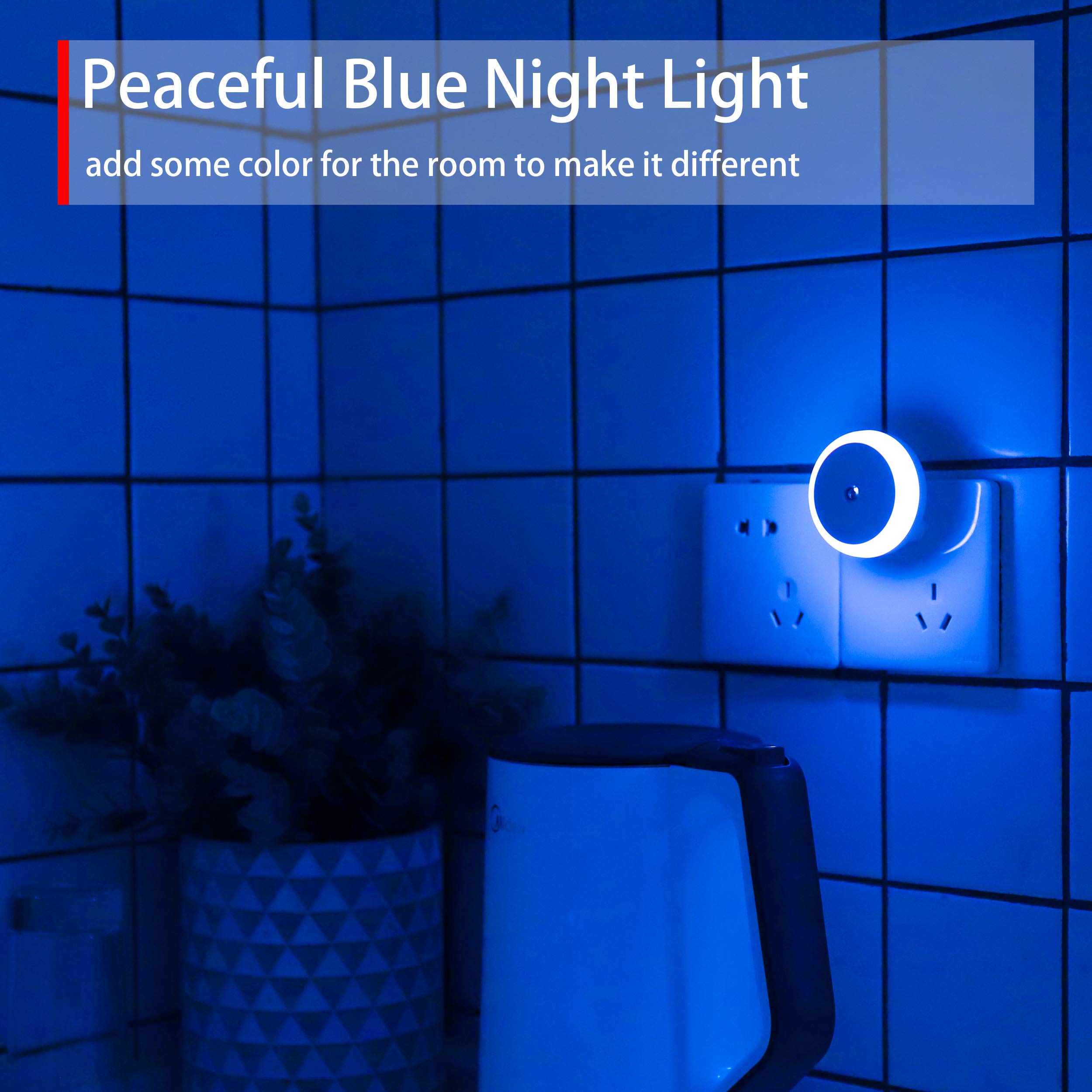 myCozyLite Blue Night Light Plug-in with Dusk to Dawn Sensor, Energy Efficient, 2 Pack, Model M1801