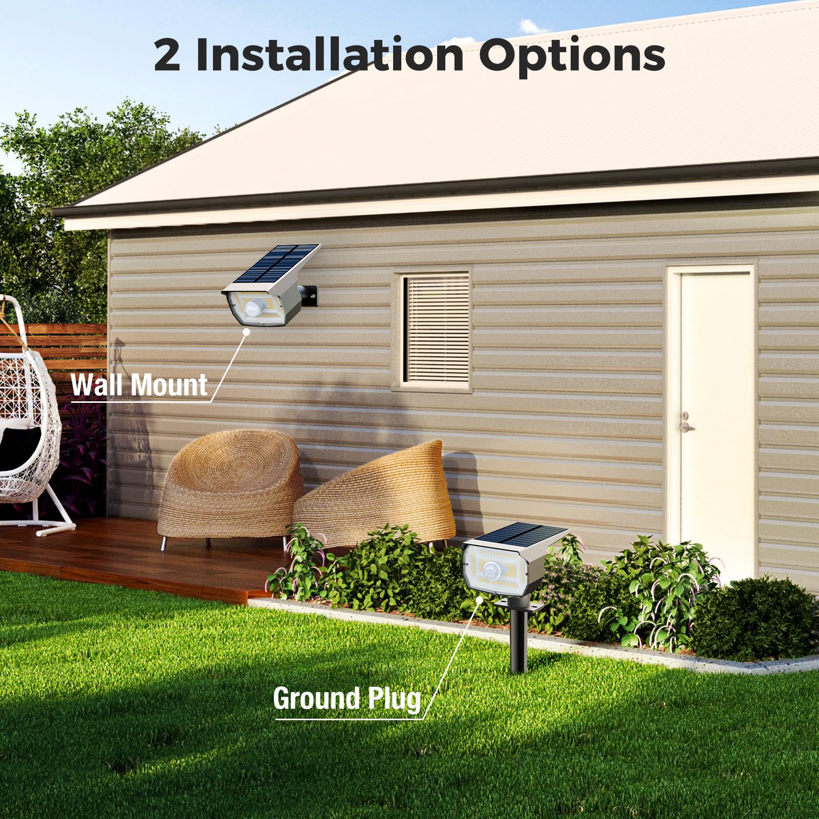 Solar Spot Lights Outdoor Motion Sensor With 3 Modes, [ 12 Pack/56 Led ] 2-In-1 Auto On/Off Solar Landscape Lighting For Outside