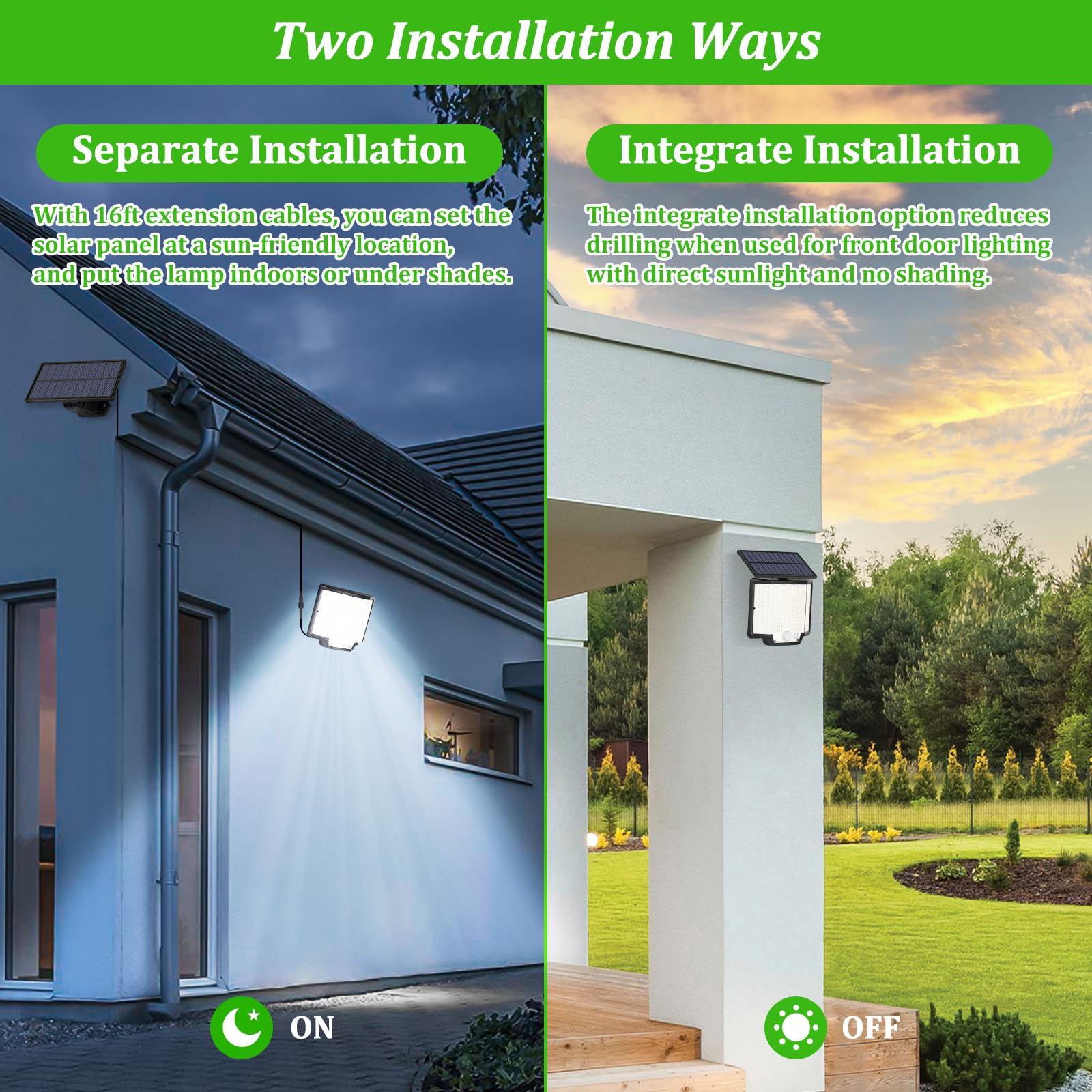 Solar Lights For Outside, 166 Led Solar Lights Outdoor Waterproof, Motion Sensor Outdoor Lights 3 Modes, Split Solar Powered Lig