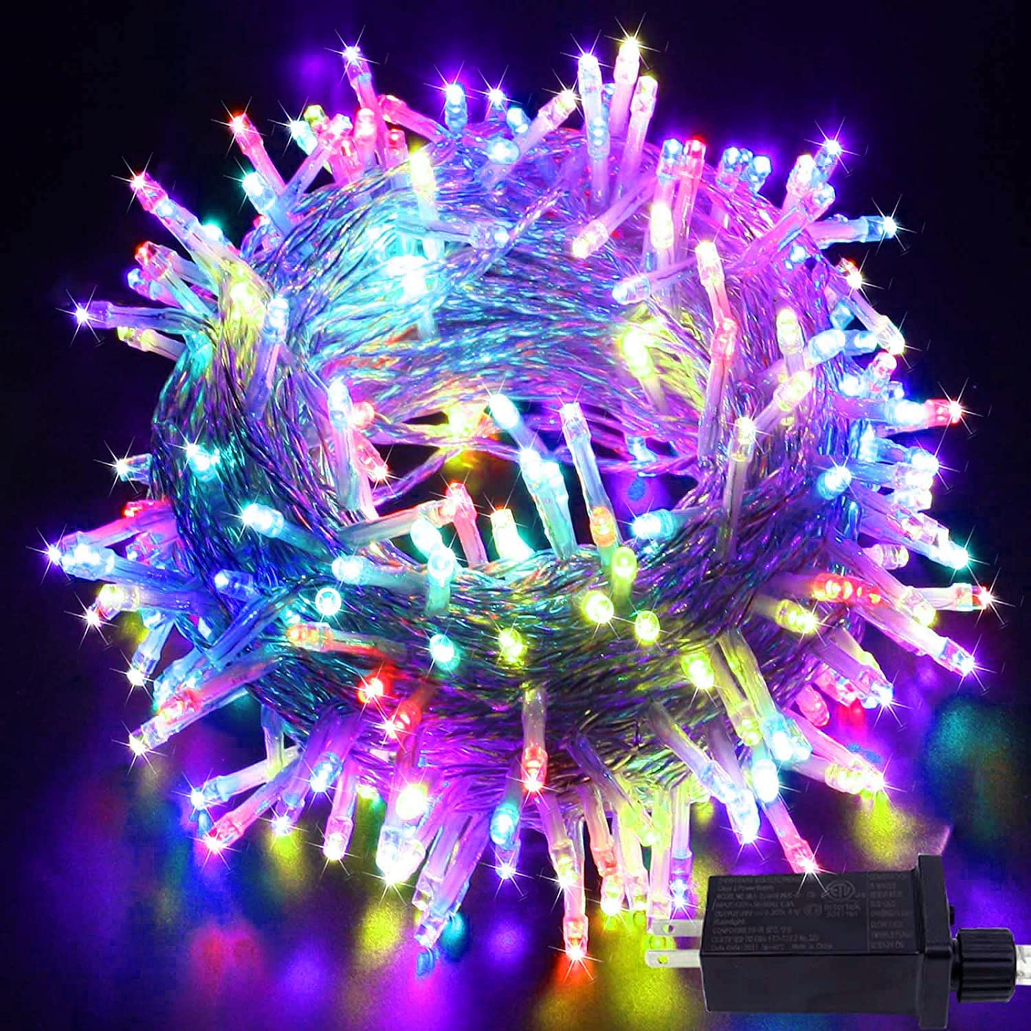 Kaq 115Ft 300Led Multi-Colored String Lights Indoor/Outdoor Waterproof With 8 Modestwinkle Plug In Warm White Lights For Outside