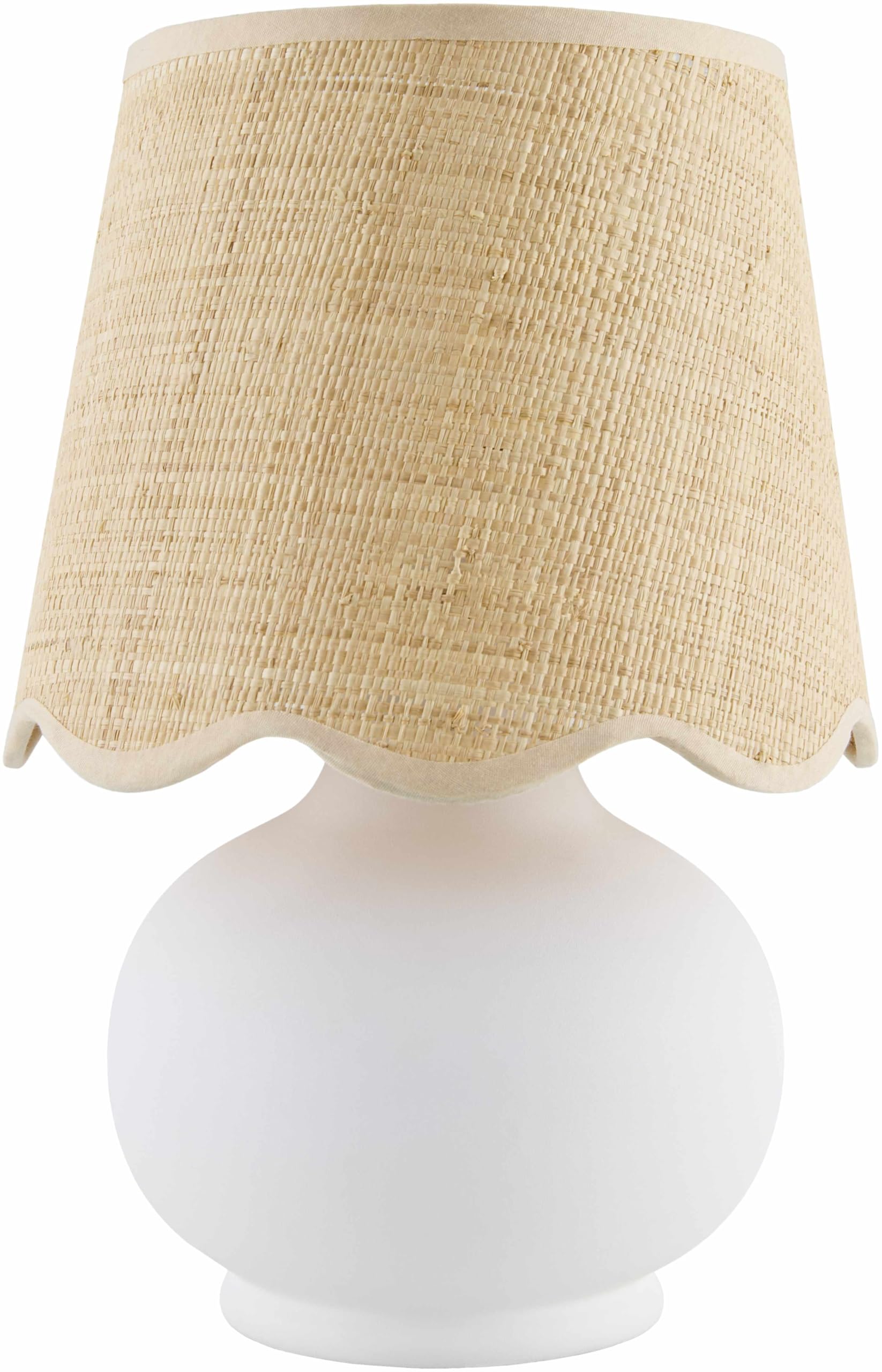 Boutiquerugs Theisseil Boho Ceramic Bedside Table Lamp For Bedroom Nightstand And Living Room - Shade Cotton - White, Cream, Bei