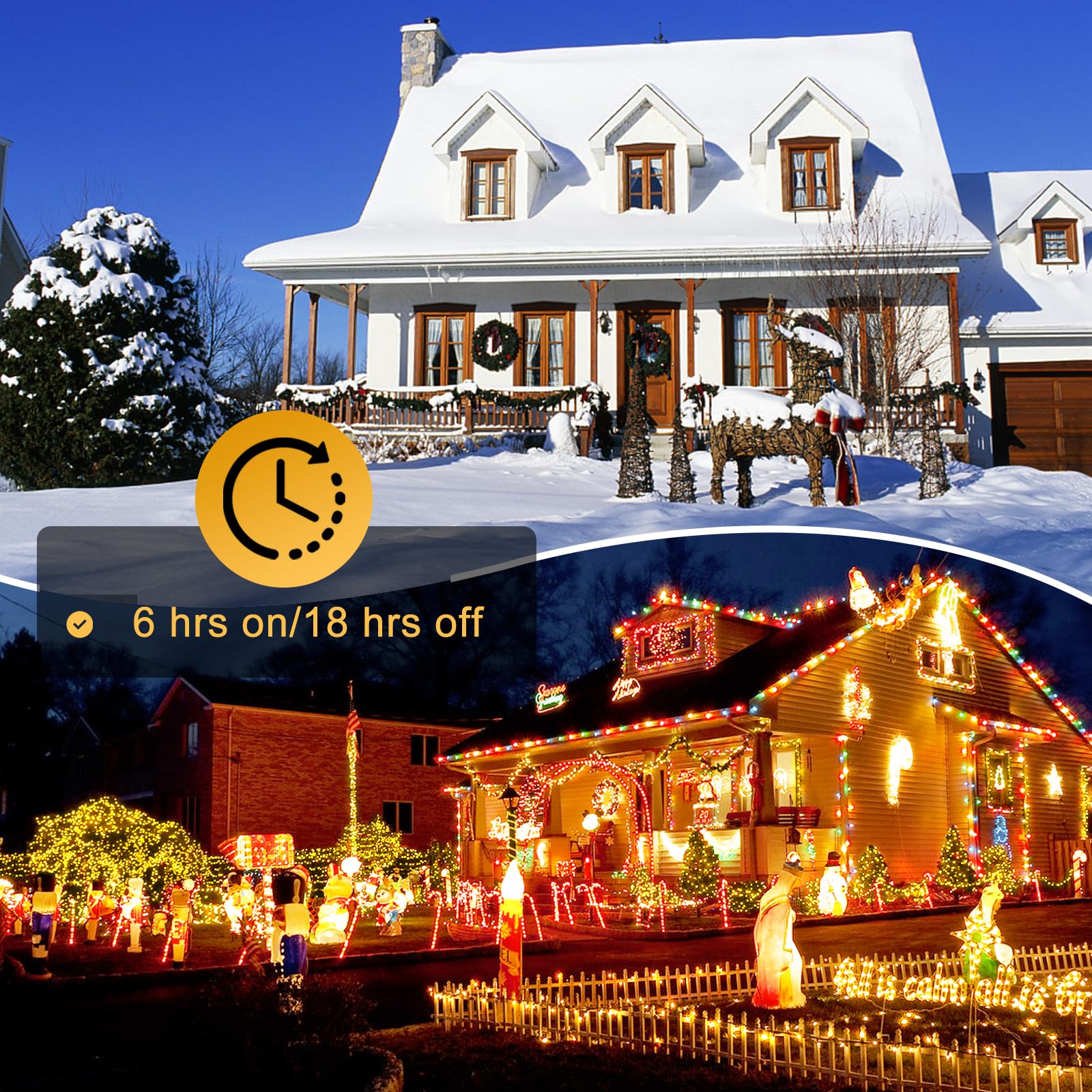 Sauirs 197Ft 500 Led Warm White Christmas String Lights, Waterproof, 8 Modes, Timer, Indoor/Outdoor