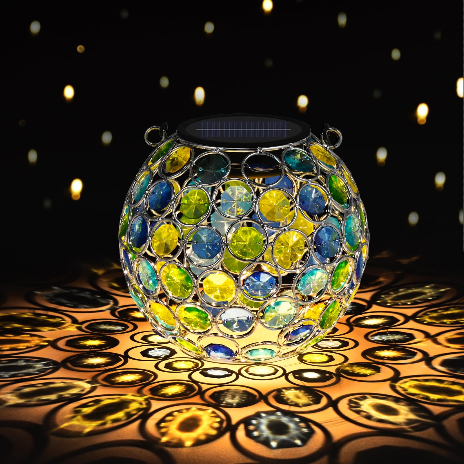 Uspring 2 Pack Crystal Mosaic Solar Lanterns Outdoor Waterproof Decorative Hanging Solar Lights For Outside  Gifts For Women Mom Grandma Garden Decor For Patio Backyard Porch Pathway Walkway  Blue
