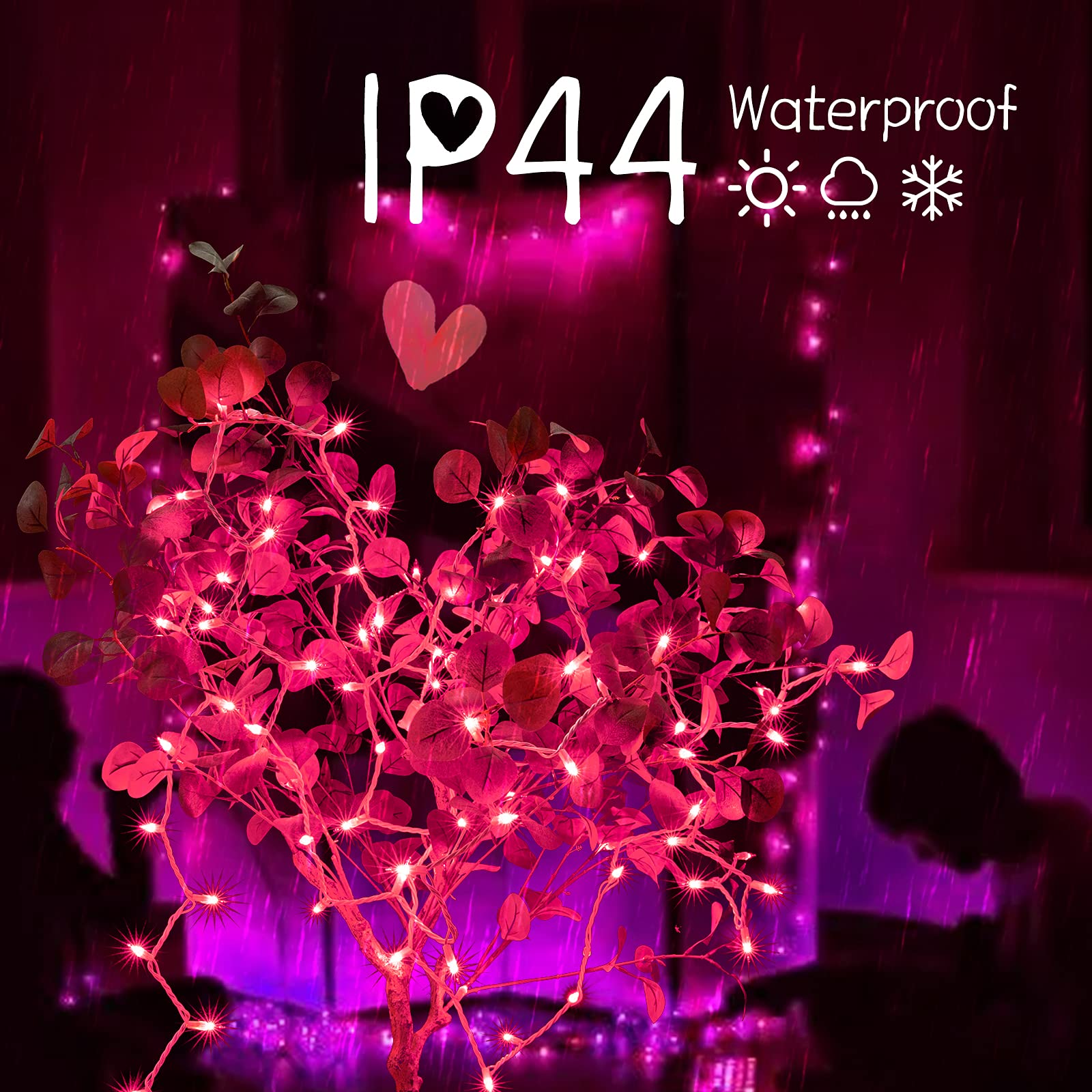 Christmas Pink Mini String Lights - 100 Count 25 Feet Detachable Incandescent Bulb Waterproof Fairy Lights Plug in for Indoor Ou