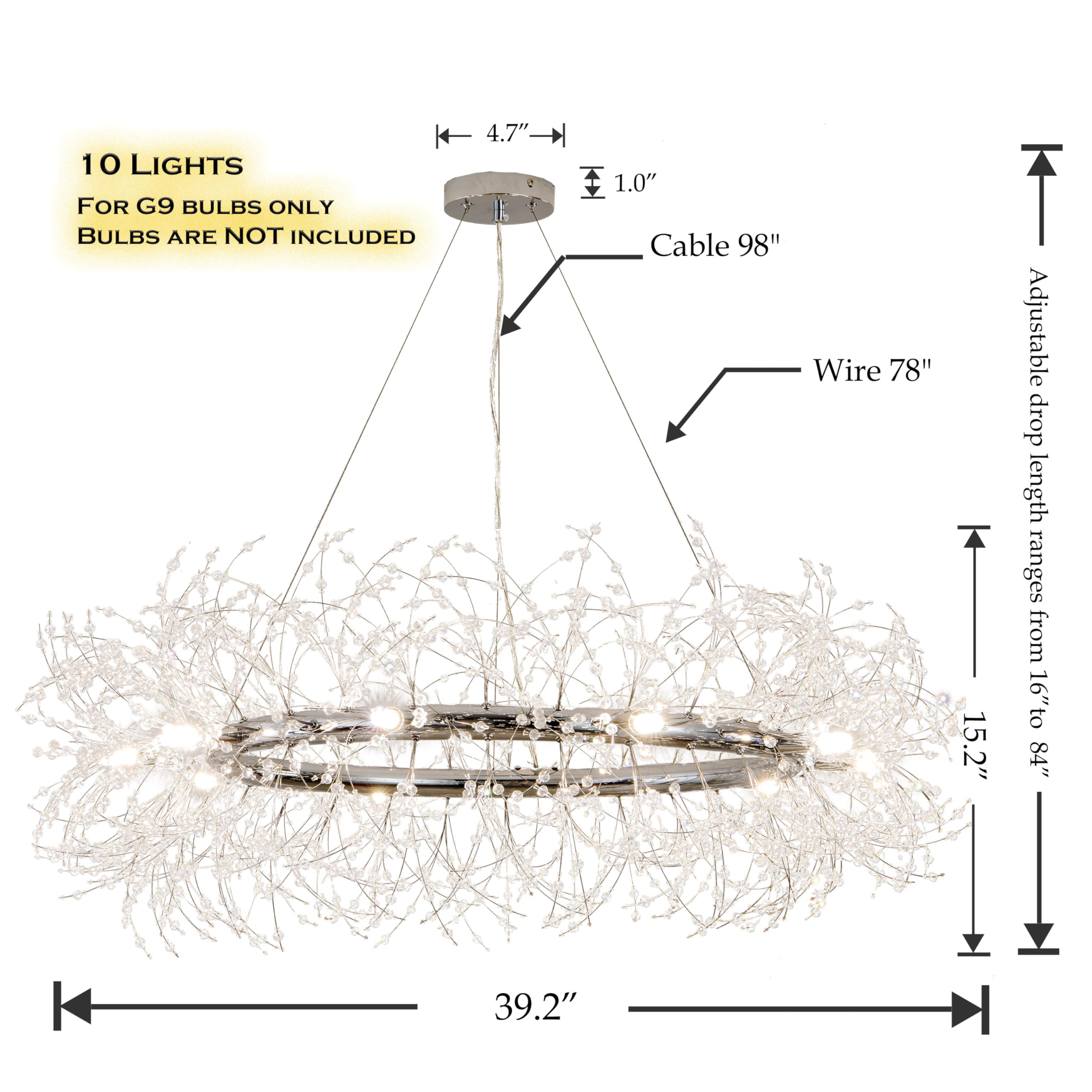 Modern Crystal Silver Chandeliers,Chrome Dining Room Chandelier Light Fixture Round,Large Living Room Chandelier,Crystal Ceiling