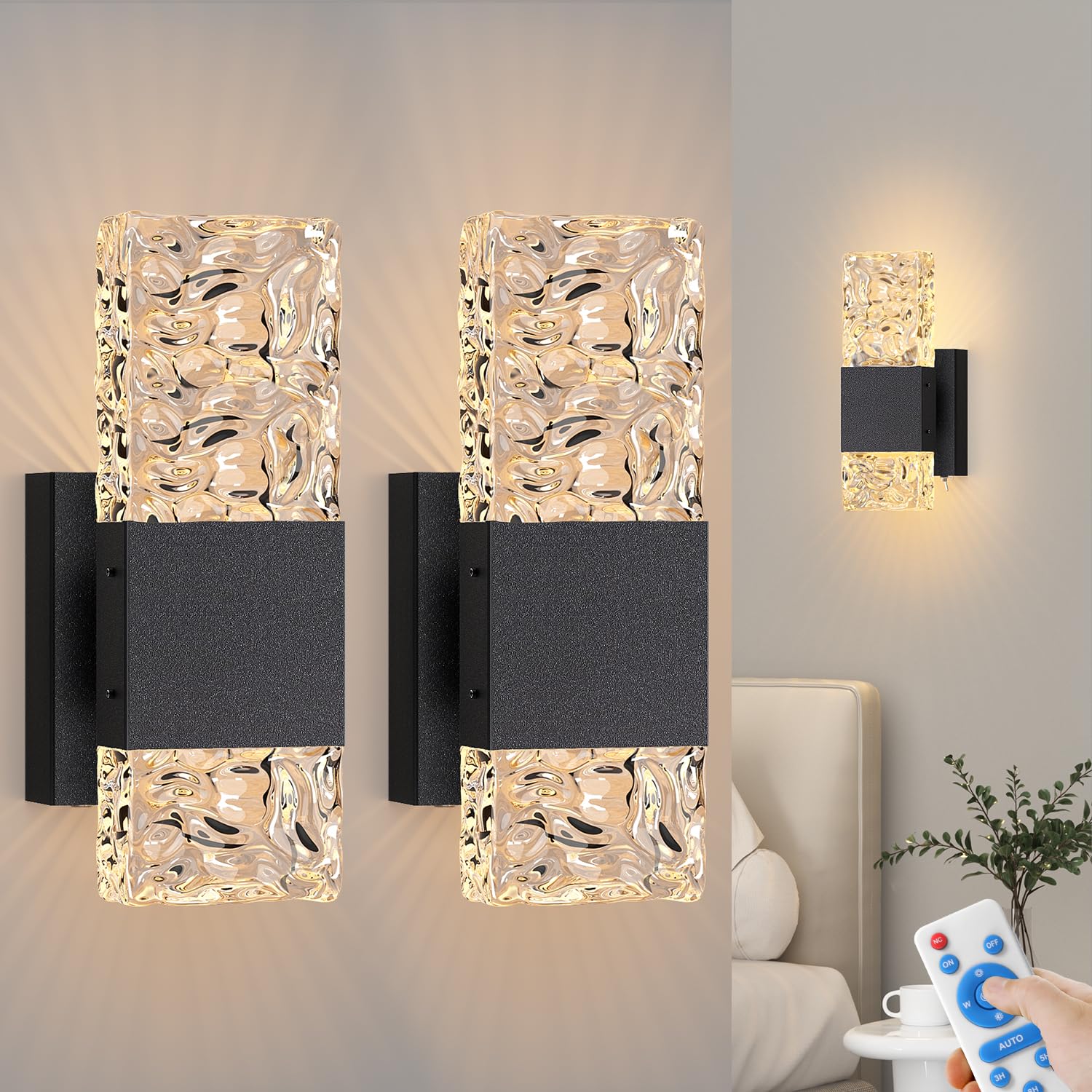 Camuucci Battery Operated Wall Sconce Rechargeable Battery Powered 12000Mah Wall Light Indoor Not Hardwired Remote Control Dimma