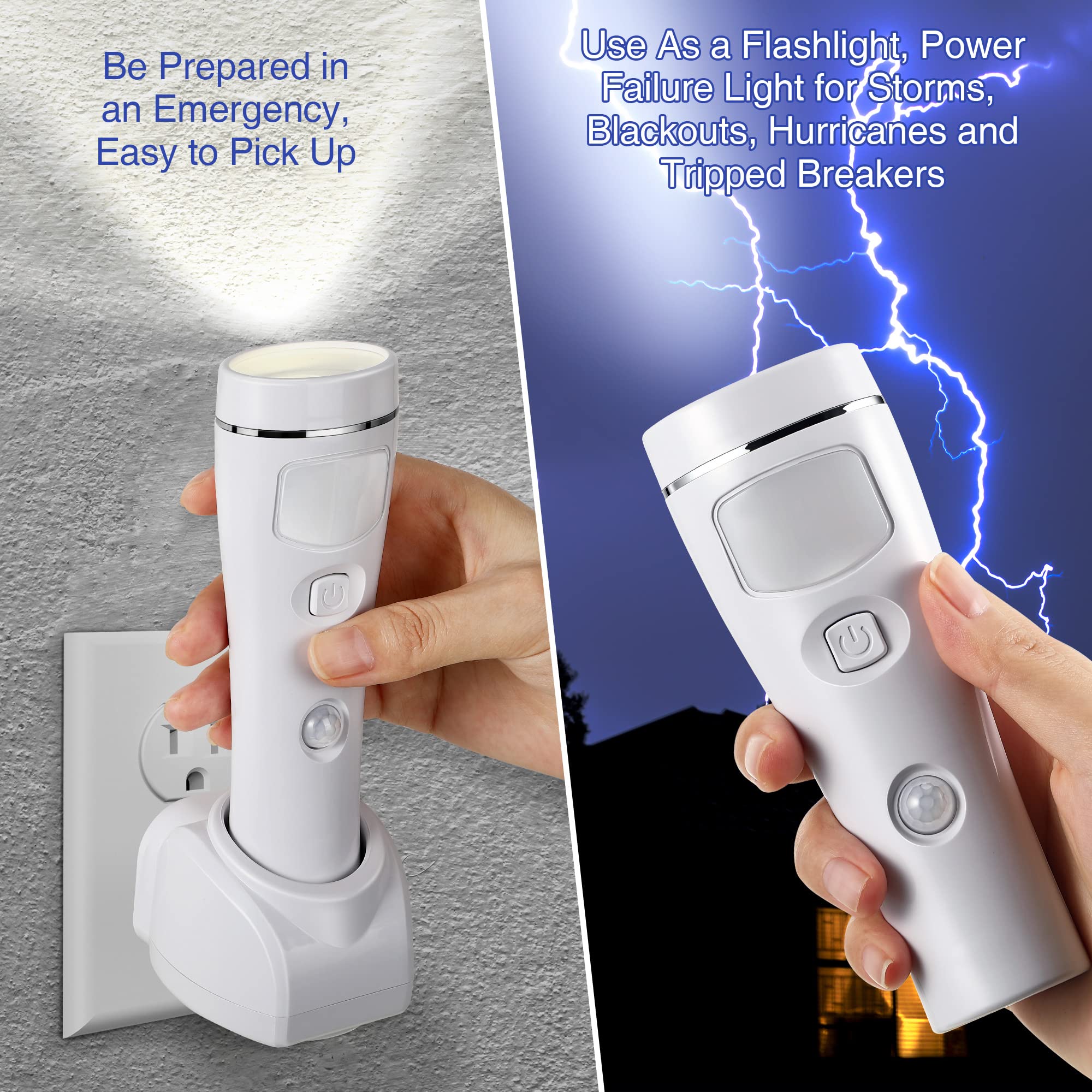Enhon 4 in 1 LED Rechargeable Flashlights, 6 Pack Emergency Lights, Motion Detection, White, Model SO-Enhon-552