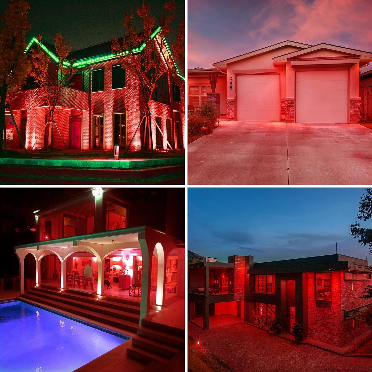 Gonhom Par38 Flood Lights Outdoor Dimmable Led Flood Light Bulbs 20W(Equivalent To 200W) E26 Base Outdoor Porch Holiday Lighting Led Flood Light Bulb For Halloween Christmas 4 Pack Red Green