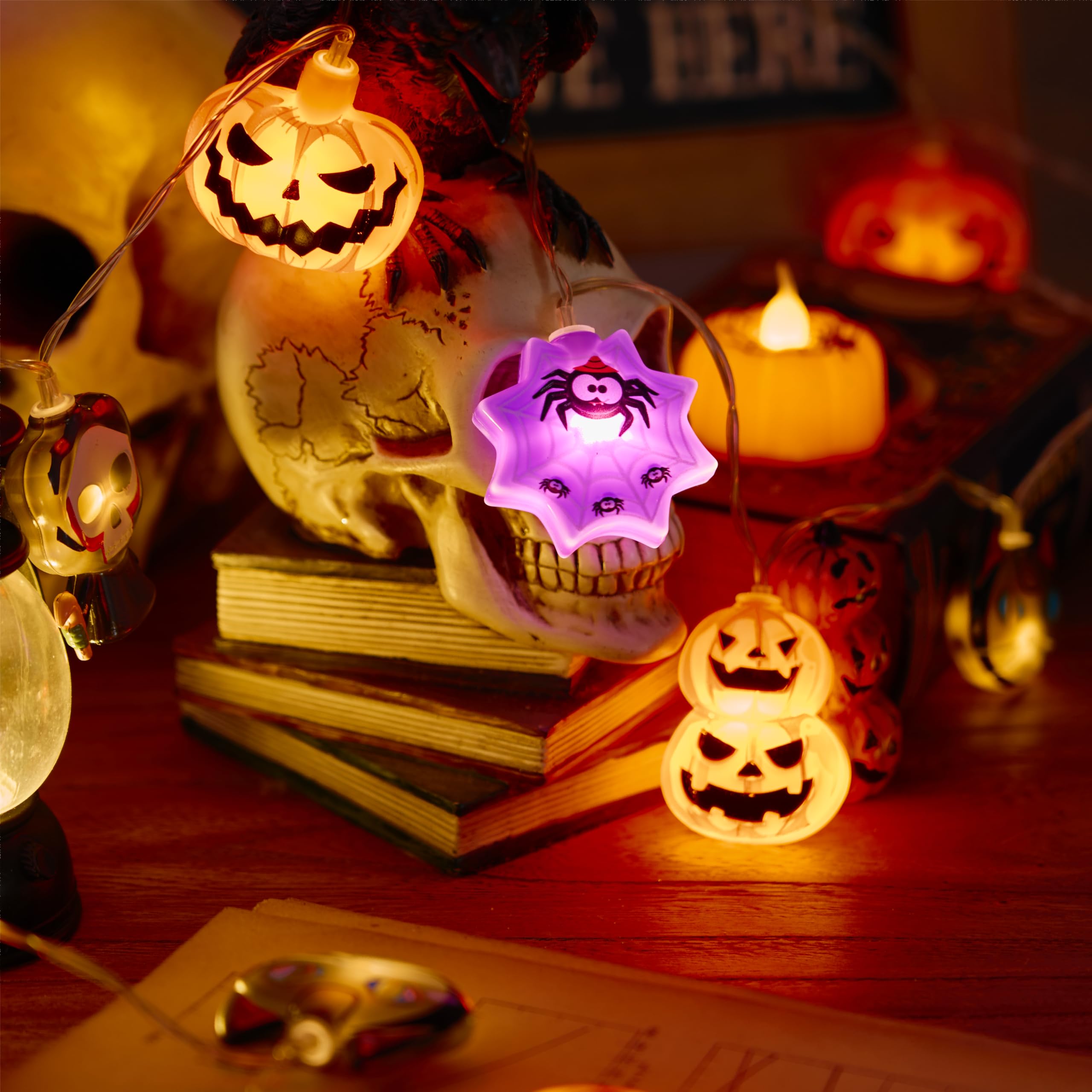 Lolstar Halloween String Lights Decorations, 20 Led Halloween Window Lights Battery Operated (Not Included) With Timer Function And 8 Flashing Modes, Window Lights For Halloween Home Indoor Decor