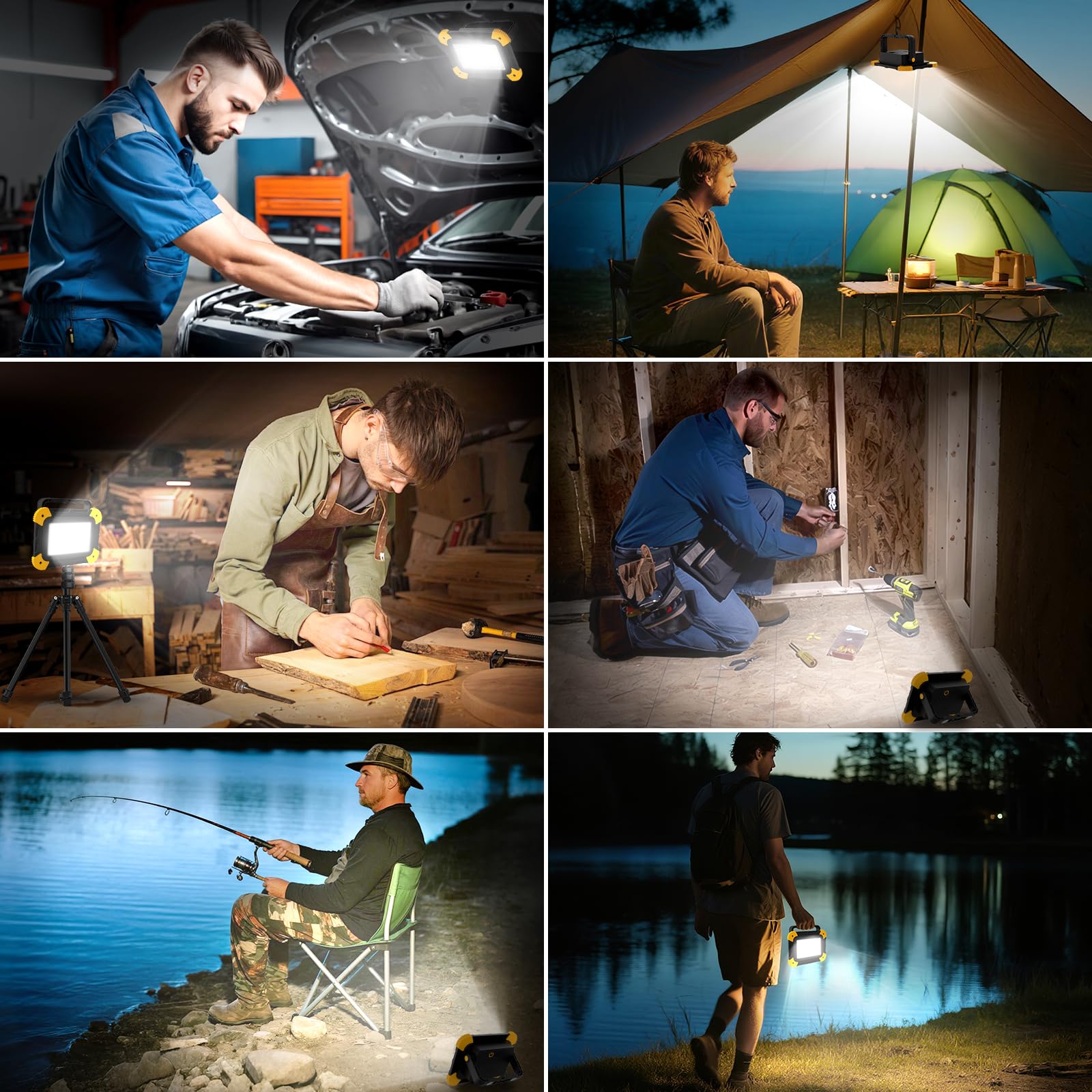 T-Sun Rechargeable Work Light Portable Led Work Light With Usb & Type C Charging Port  For Workshop Emergency And Job Site Lighting(2 Pack)