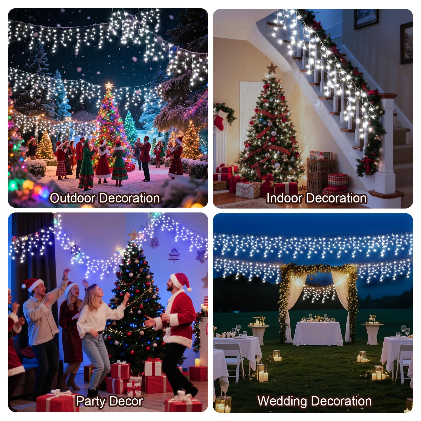 Jdgjyds 98 Ft Ice Light For Outside  900 Led Christmas Lights Outdoor Plug In  Christmas Ice Lighting With 8 Modes & Timer For Holiday  Party  Wedding  House  Patio  Outdoor Decor(Cool White)