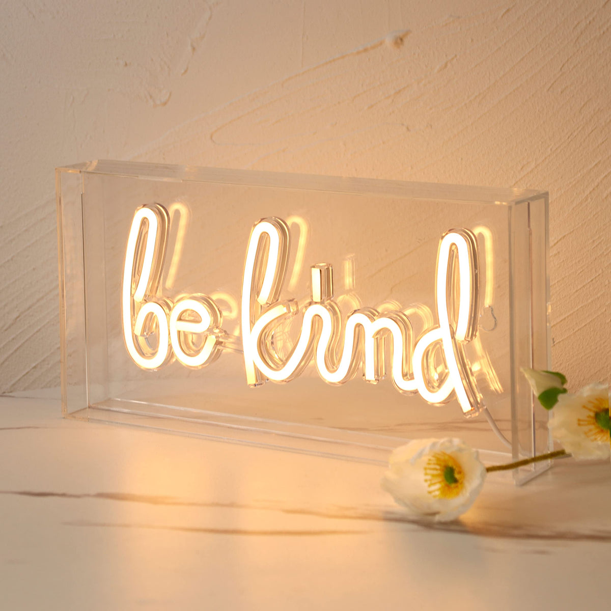 Heliwey Be Kind Neon Sign - Warm White Acrylic Wall Decor For Girls Room, Pub, Hotel, Beach