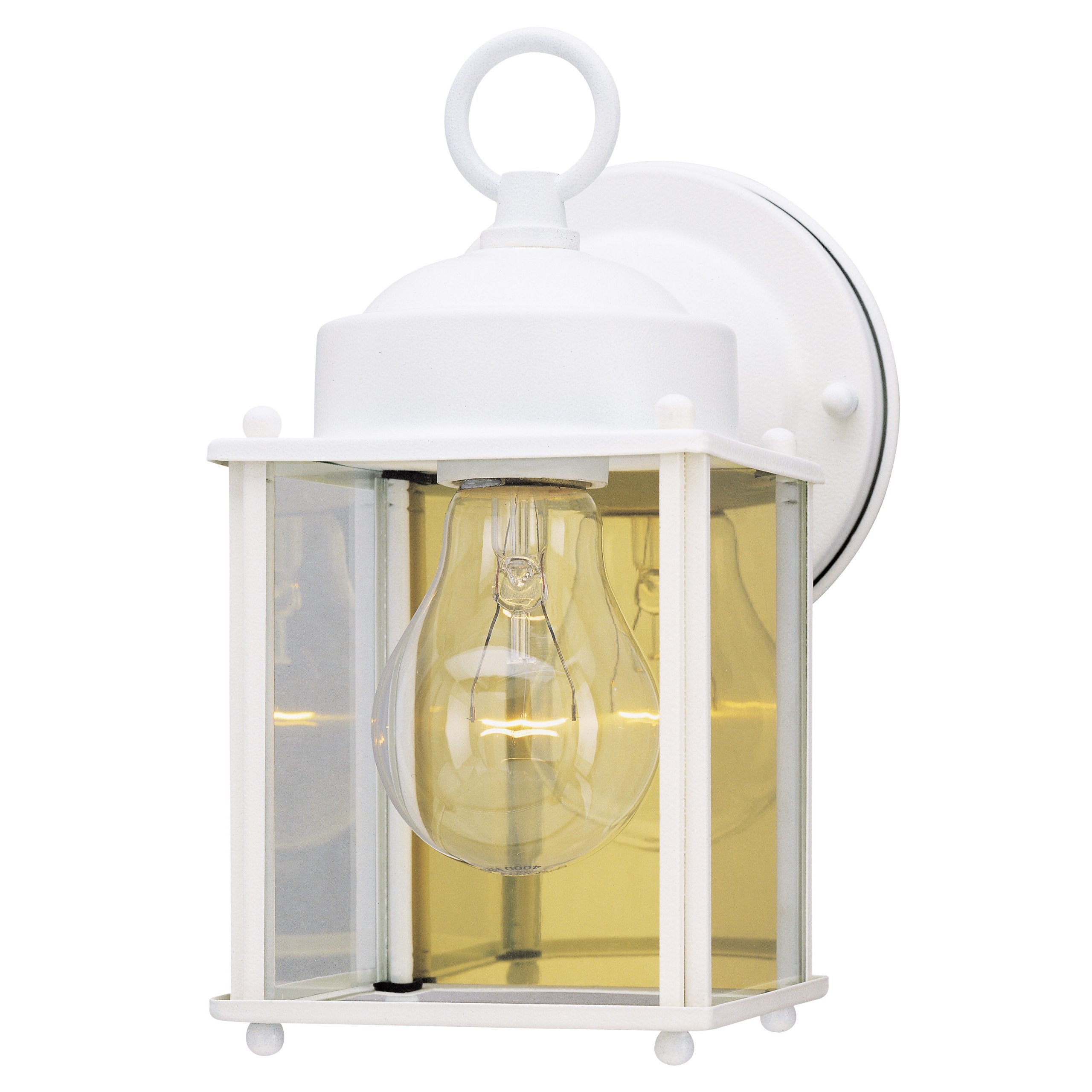 Westinghouse One-Light Exterior Wall Lantern, Alloy Steel, Clear Glass Panels, White, Model 6697100