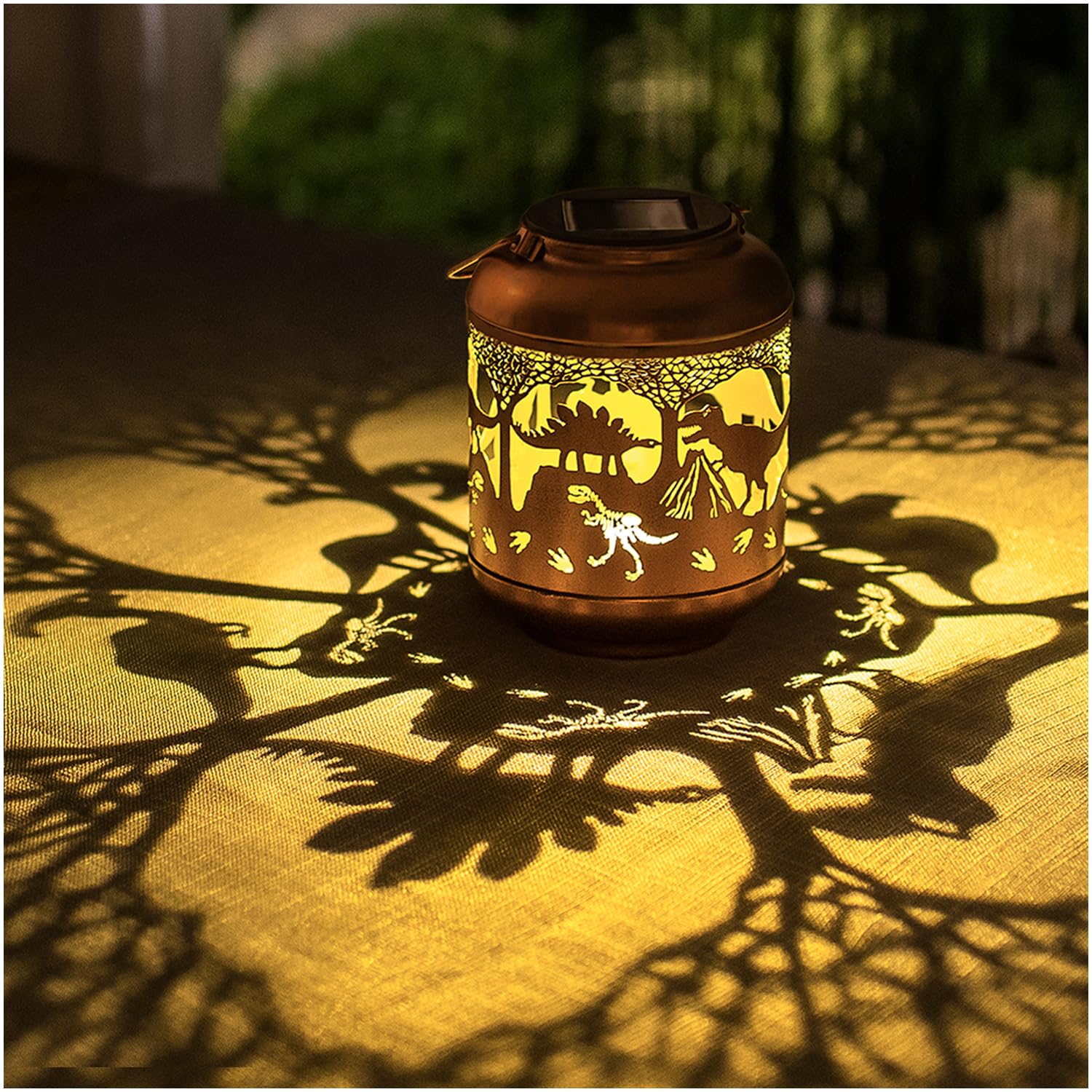 Dinosaur Solar Lanterns Outdoor Waterproof,Hanging Solar Lights Dinosaur Gifts for Women Men Metal LED Decorative Light for Yard